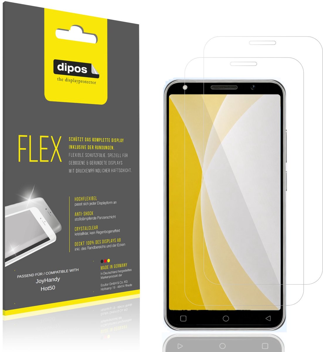dipos – 2x Beschermfolie geschikt voor JoyHandy Hot50 | 3D Full Cover Screenprotector | 100% Passend