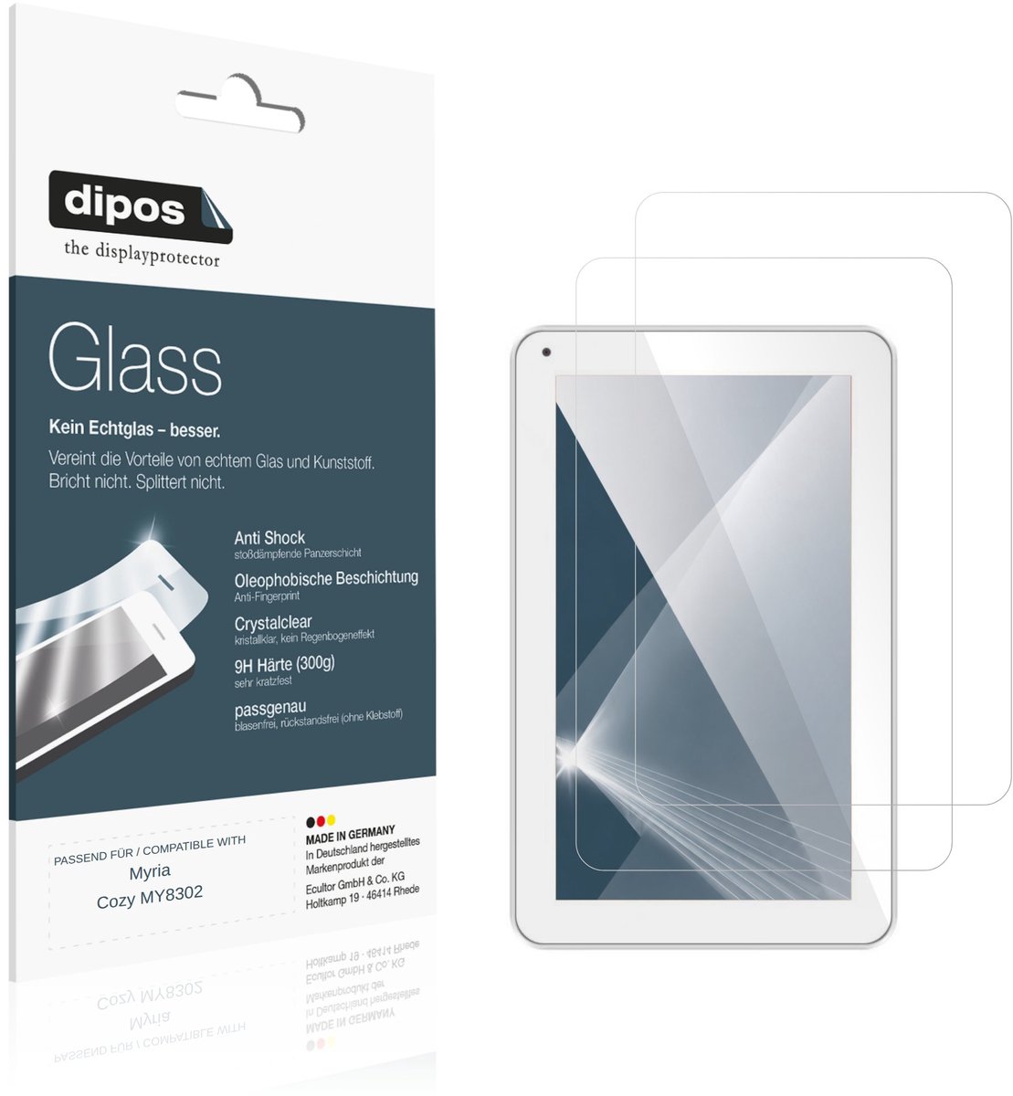 dipos – 2x Pantserfolie geschikt voor Myria Cozy MY8302 | 9H Screenprotector