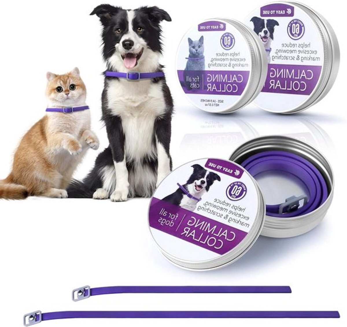 Kalmerende halsband voor honden en katten | 2 stuks | Verstelbare