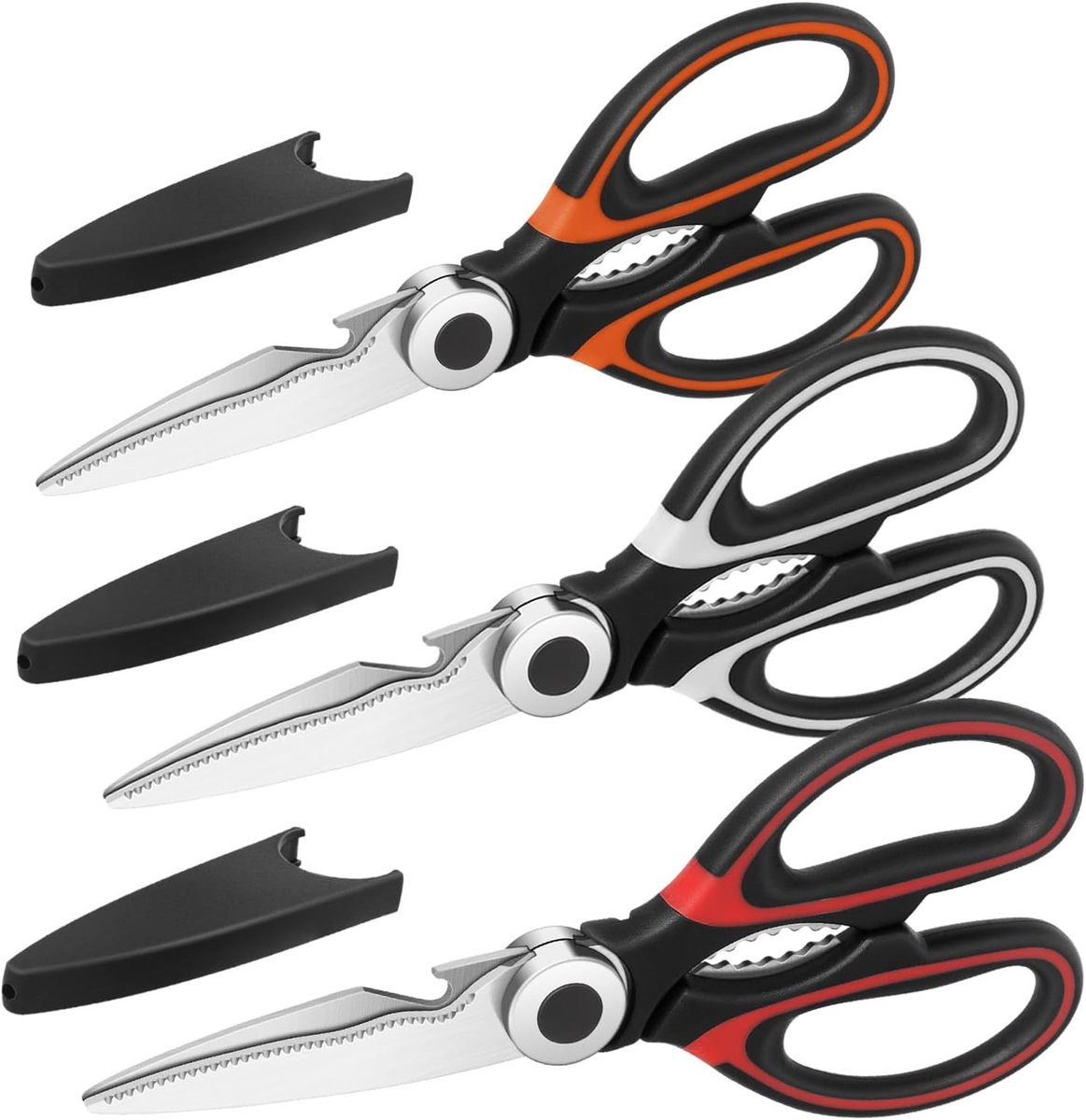 Keukenschaar - Rood Zwart Oranje - 21 cm - Roestvrijstalen Multifunctionele Schaar - Voor Thuis en Kantoor