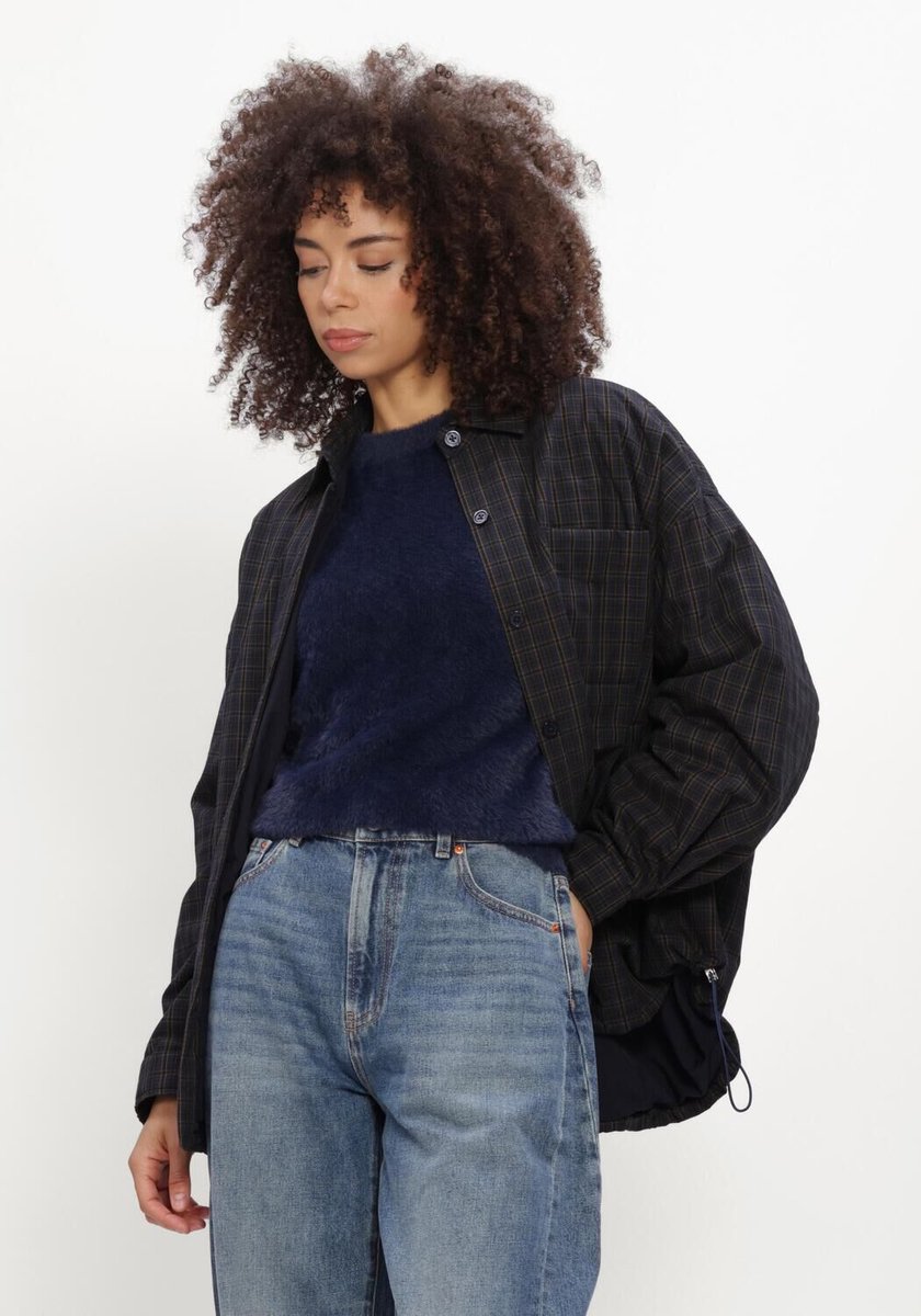 Catwalk Junkie Light Padded Check Jacket Blazers Dames - Donkerblauw - Maat 38