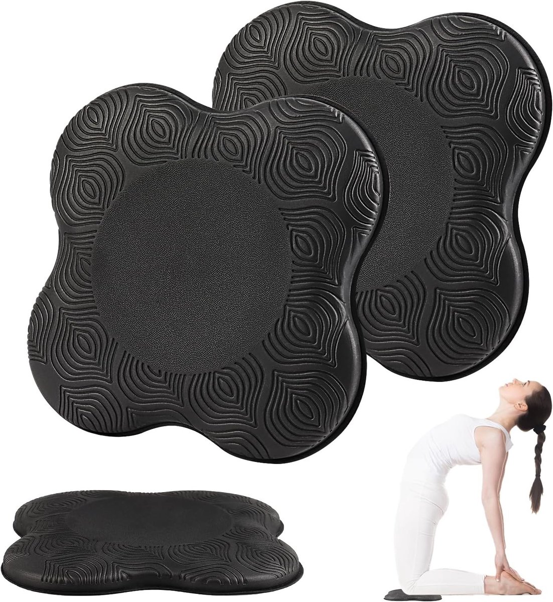 Set van 2 Yoga Knielappen 20 x 20 cm Antislip en Slijtvast voor Bescherming van Knieën, Ellebogen en Polsen, Ideaal voor Rek- en Aerobicoefeningen