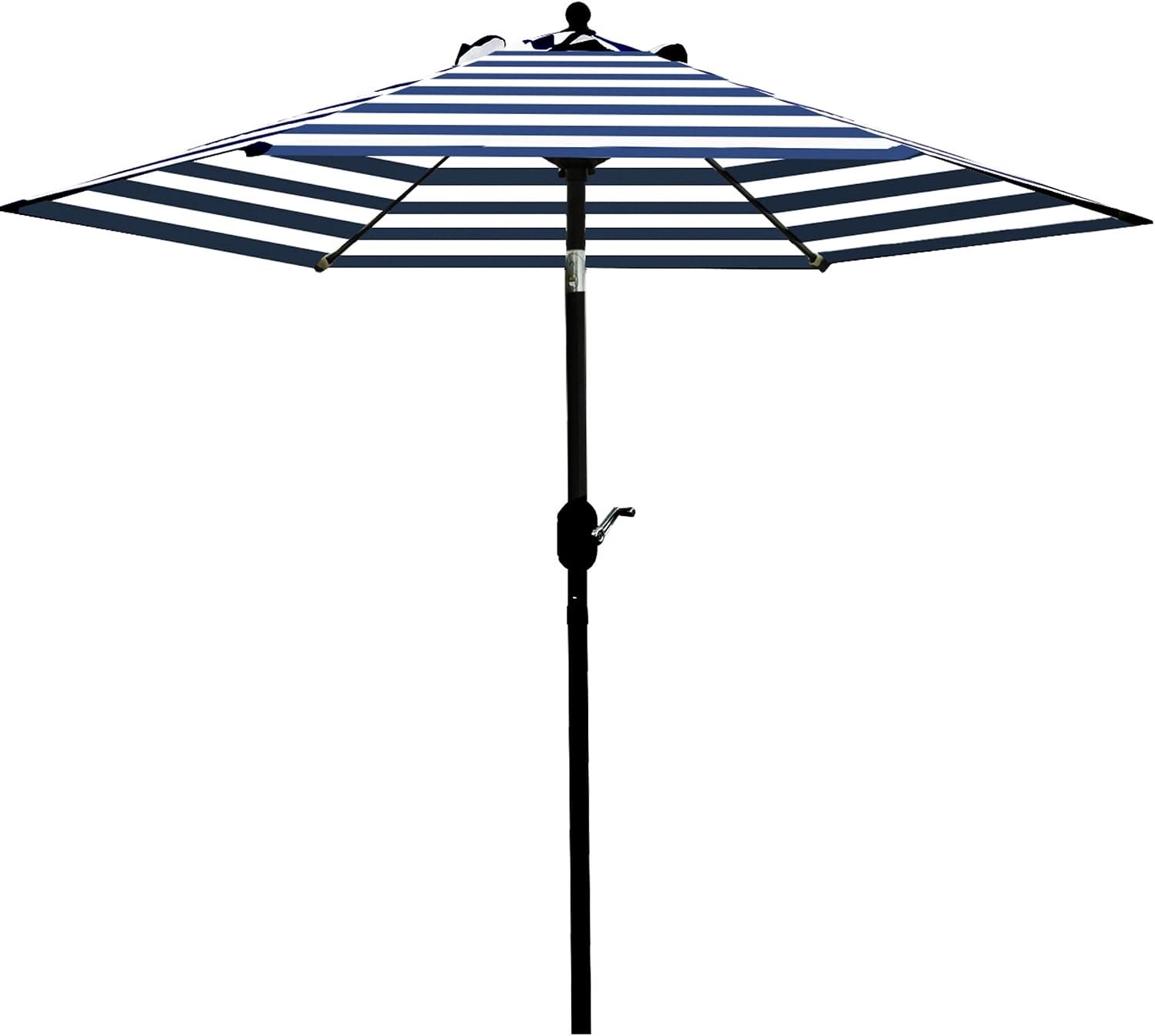 Sunnyglade 7,5 'Patio Paraplu Outdoor Tafel Markt Paraplu Met Drukknop Kantel/Kraan, 6 Ribs (Blauw en Wit)