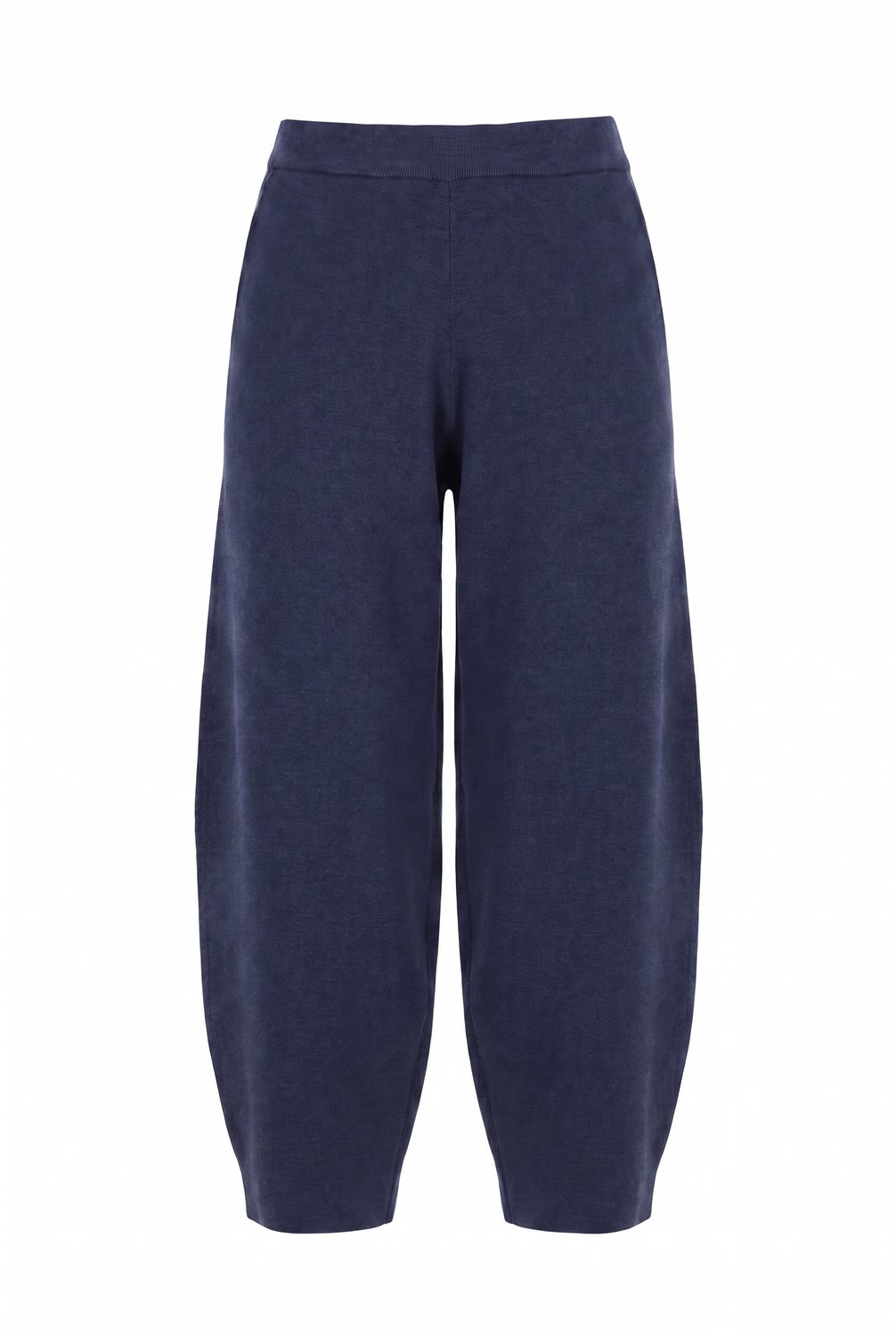Ulla Popken - Dames - Gebreide barrelbroek Milano-breisel elastische tailleband - Marine melange - Maat 42+
