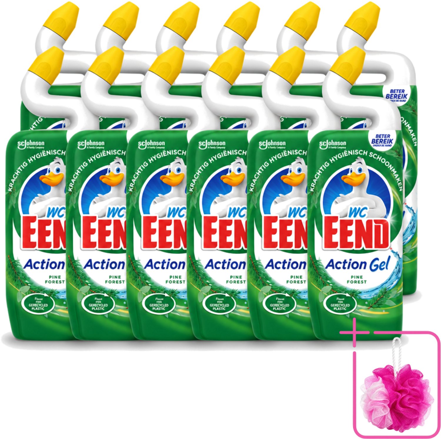 12 x WC Eend - Toiletreiniger - Action Gel - Pine Forest - Krachtige Reiniging & Frisse Dennengeur - 750 ml - Bulkverpakking - Toiletreiniger - Douchemop - Reinigingsgel