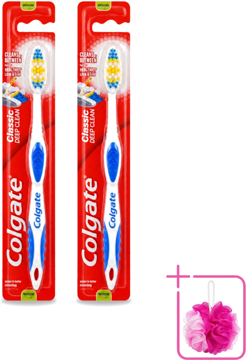 2 x Colgate - Tandenborstel - Classic Deep Clean Medium - 1 Tandenborstel - Bulkverpakking - Tandenborstel - Mondhygiëne