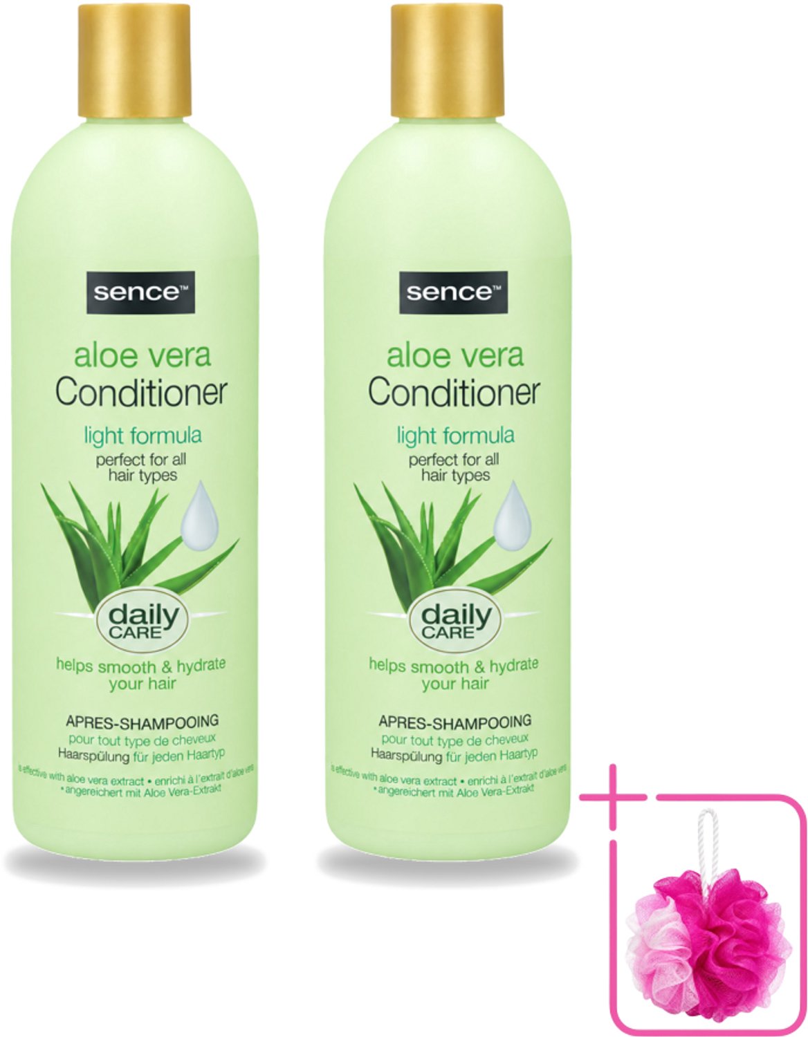 2 x Sence - Aloë Vera - Conditioner - Hydraterend - 400 ml - Bulkverpakking - Aloë vera conditioner - Douchemop - Haarhydrateren