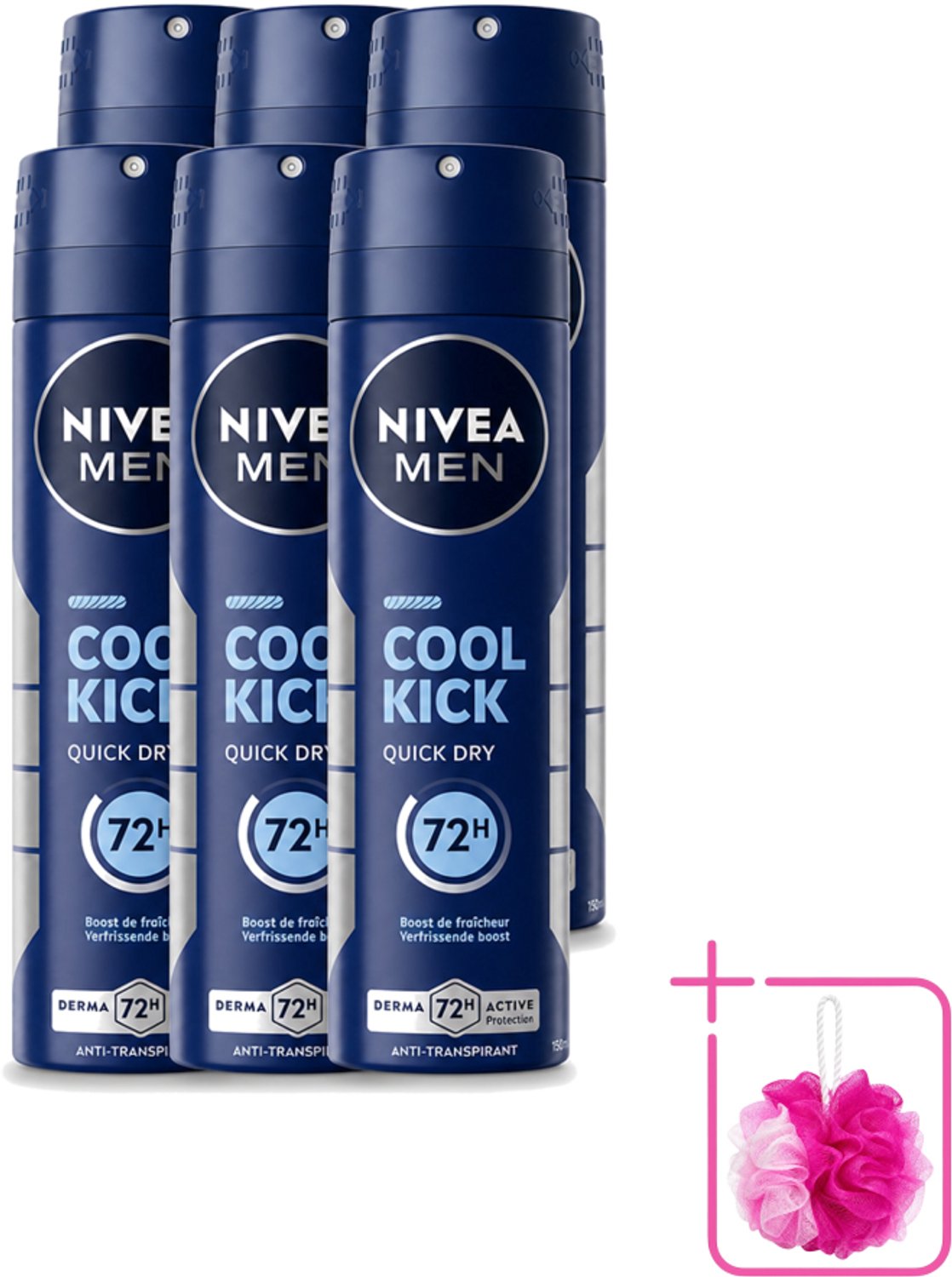 6 x Nivea - Men - Deodorant - Spray - Cool Kick - 150 ml - Bulkverpakking - Anti-transpirant - Zweetbehandeling