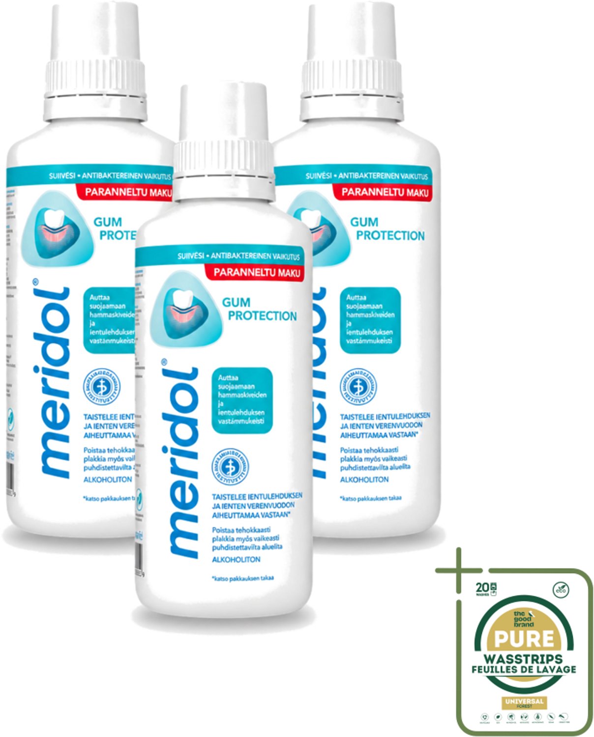 3 x Meridol - Mondspoeling - Dagelijkse Mondverzorging - Voorkomt Tandvleesproblemen - 400 ml - Wasstrips - Mondspoeling - Tandvleesverzorging - Tandvleesproblemen - Mondhygiëne - Plaquebacteriën