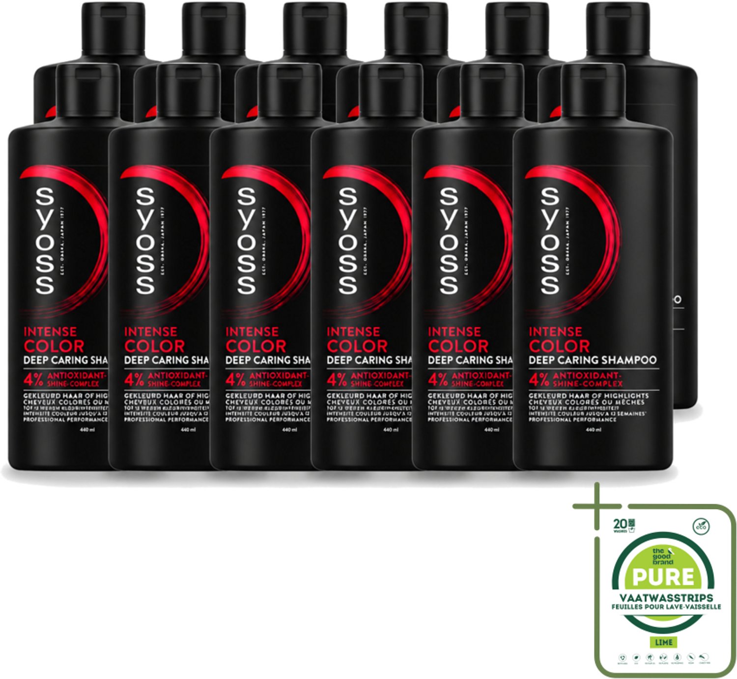 12 x Syoss – Shampoo – Color – 440 ml - Grootverpakking - Vaatwasstrips - Kleurbehoud - Glans - Kleurvervaging - Gekleurd Haar - Highlights