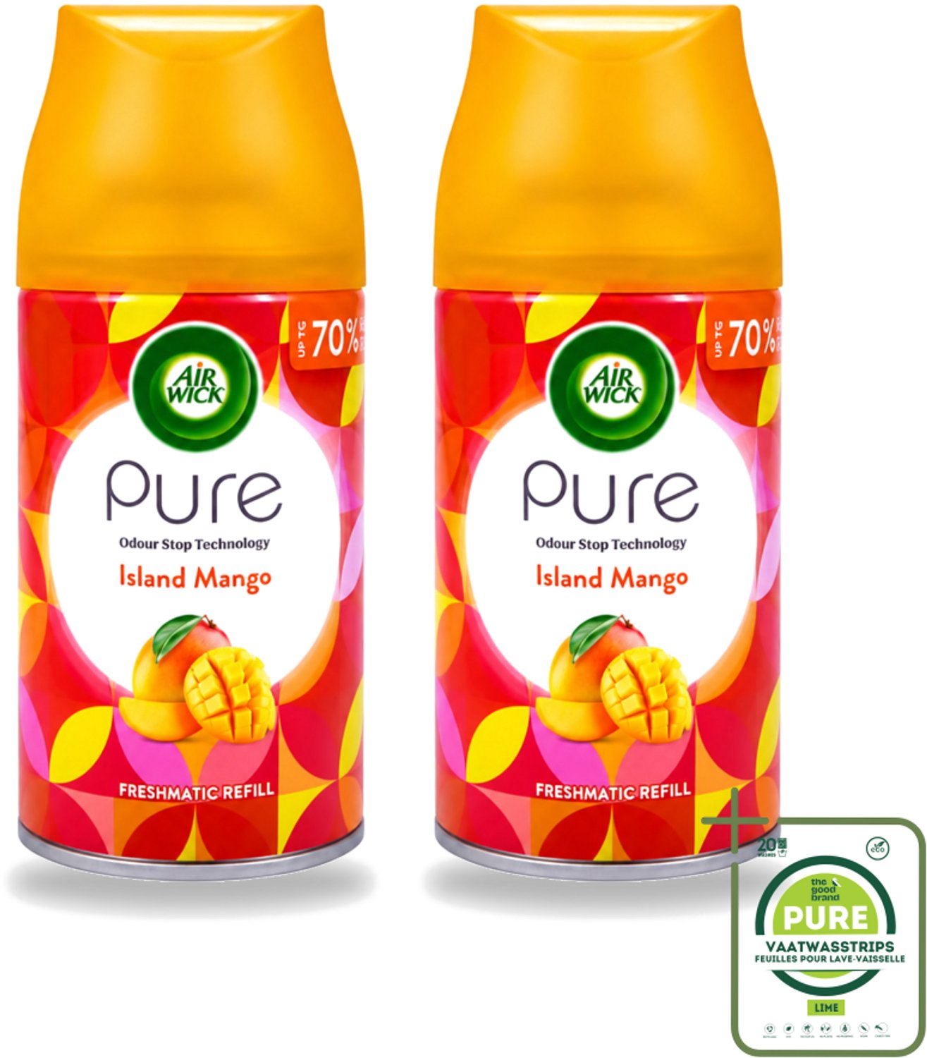 2 x Air Wick – Luchtverfrisser Navulling – Island Mango – 250 ml - Grootverpakking - Luchtverfrisser - Tropische Geur - Mango Geur - Geur Neutralisatie - Frisse Geur