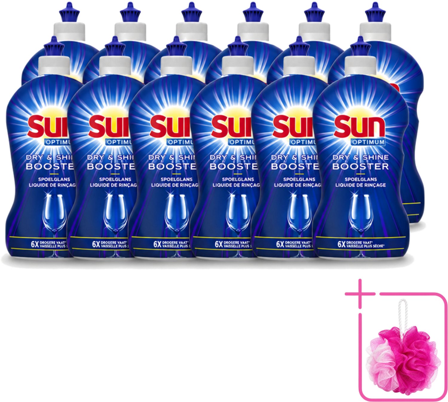 12 x Sun - Shine & Dry Booster - Spoelglans - 450 ml - Bulkverpakking - Spoelglans - Douchemop - Vaatwasmachine