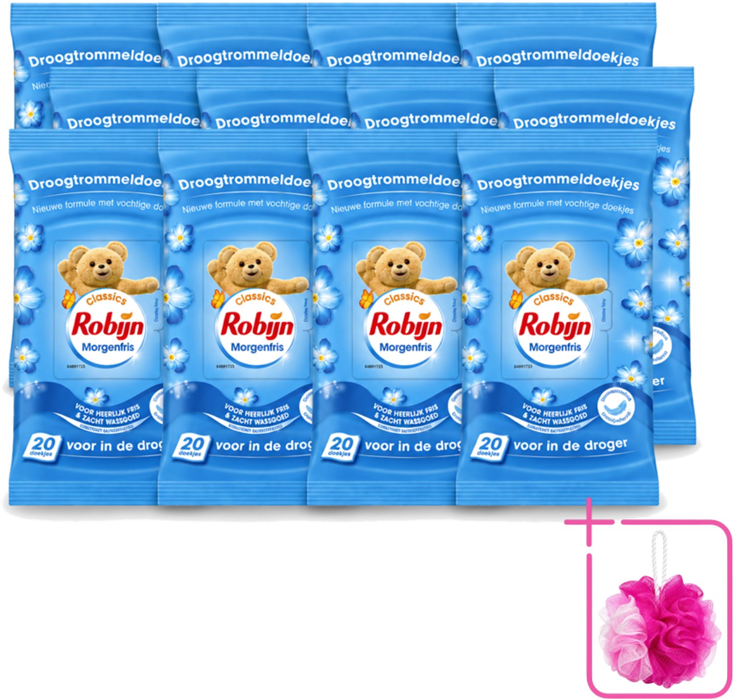 12 x Robijn – Droogtrommeldoekjes – Morgenfris - 20 Doekjes - Bulkverpakking - Droogtrommeldoekjes - Douchemop - Wasgoed drogen