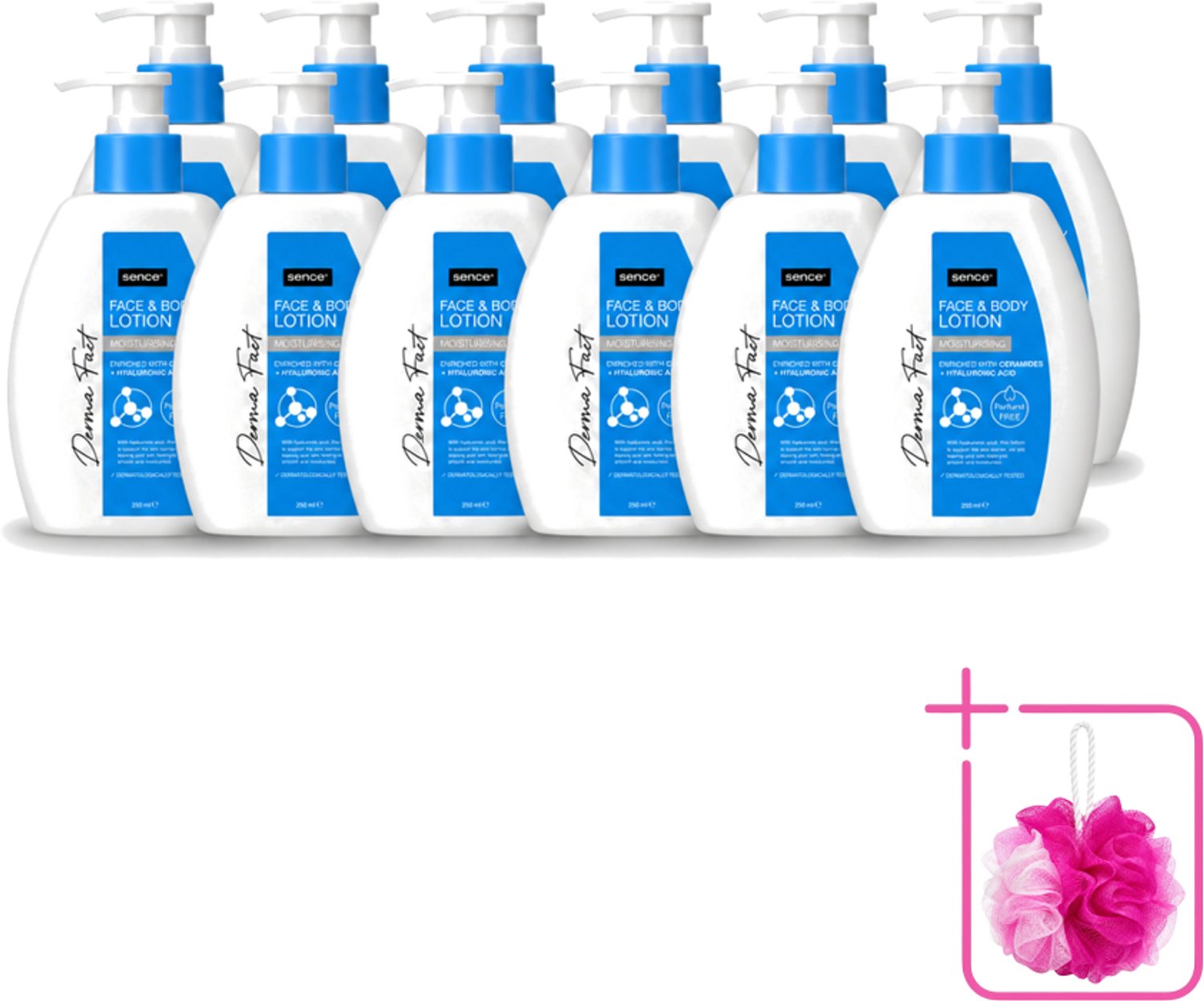 12 x Sence – Lotion – Face & Body – 250 ml - Bulkverpakking - Hydraatatie - Douchemop - Huidbarrière