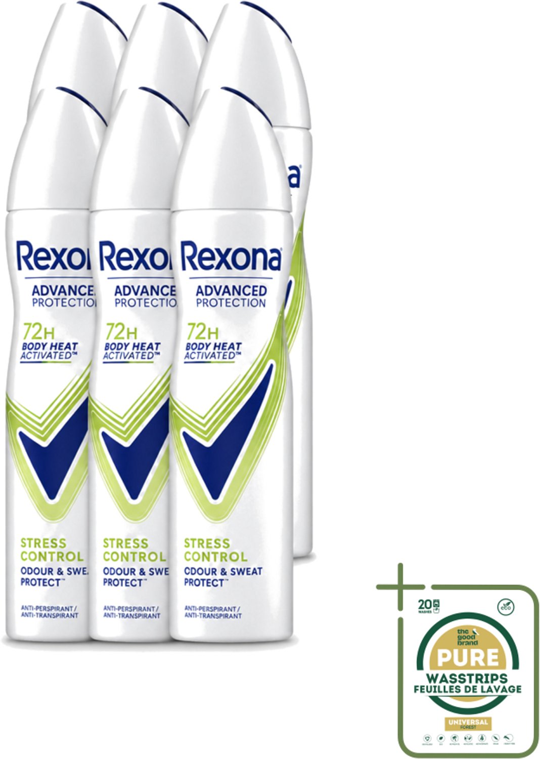 6 x Rexona – Deodorant Spray – Advanced Protection Stress Control – 150 ml - Anti-transpirant Spray - Stress Zweten - Frisse Citrusgeur - Body Heat Activated - Langdurige Bescherming