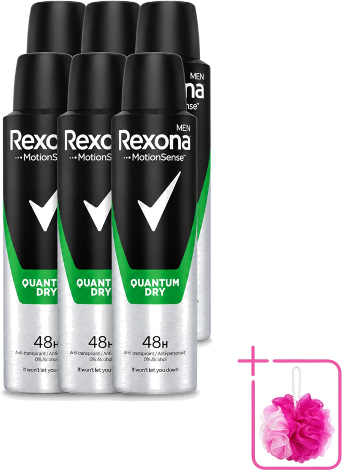 6 x Rexona Men – Deodorant Spray – Quantum Dry – 150 ml - Bulkverpakking - Deodorant spray - Zweetbehandeling