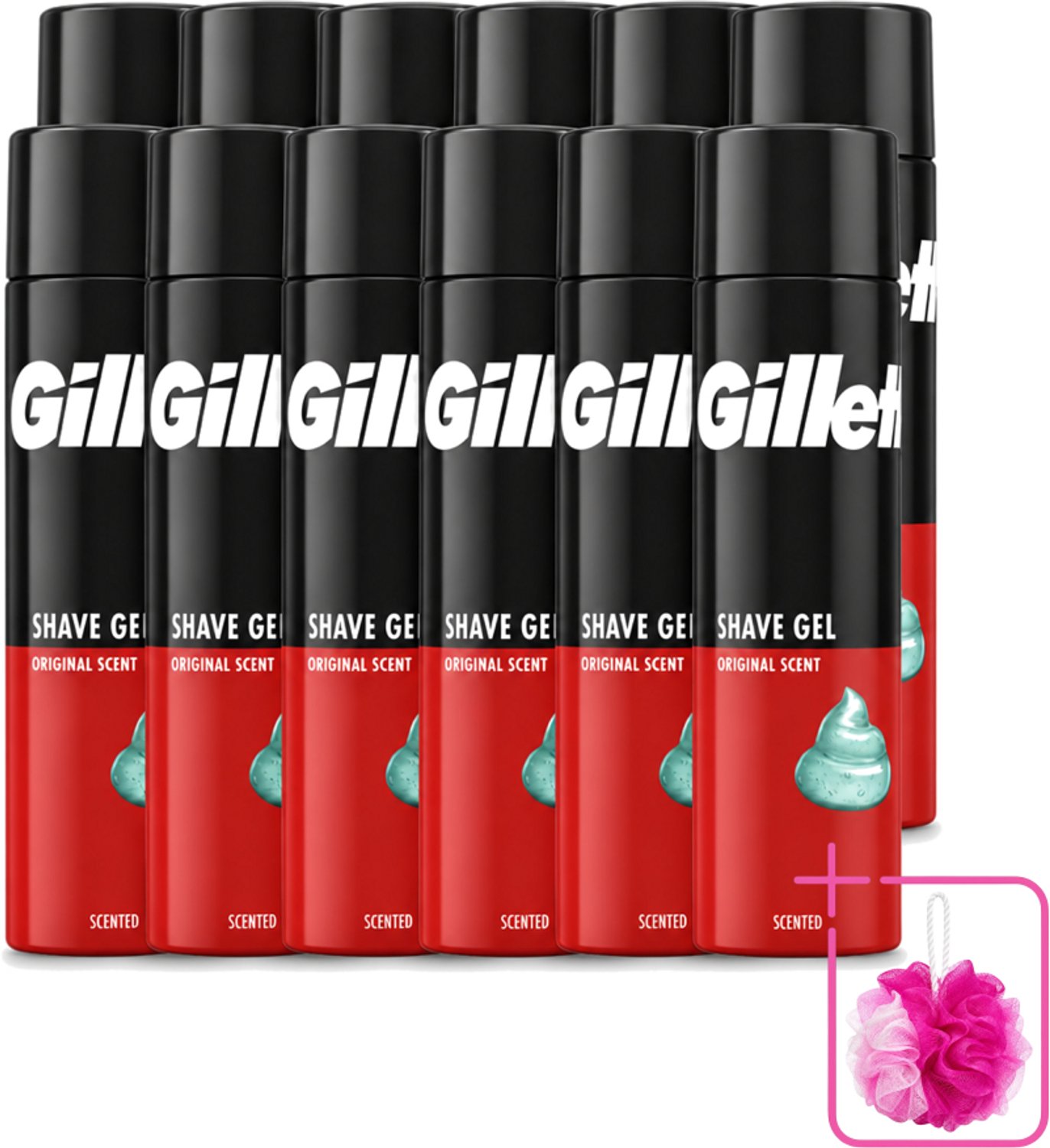 12 x Gillette – Scheergel – Classic – 200 ml - Bulkverpakking - Scheergel - Gevoelige huid