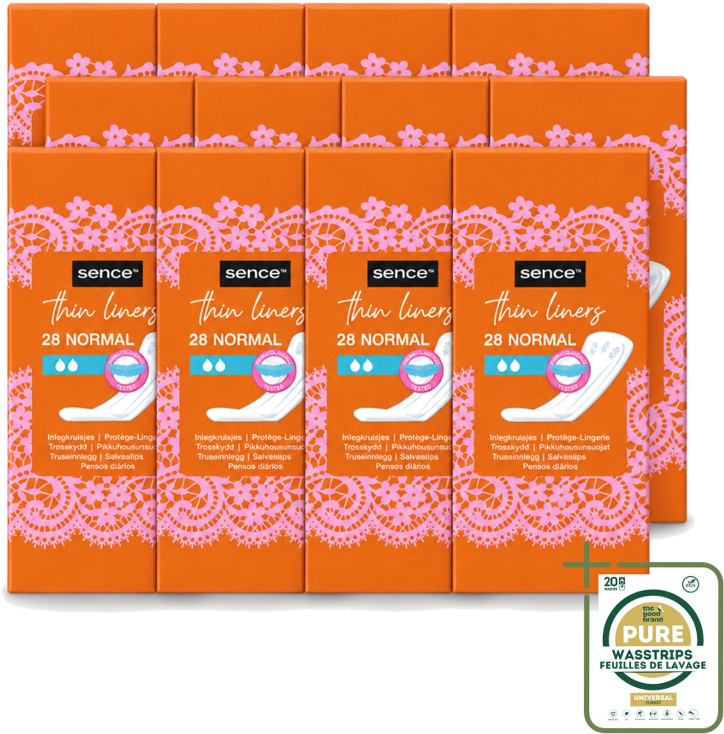 12 x Sence - Normaal - Inlegkruisjes - Dagelijks Comfort - 28 Inlegkruisjes - Wasstrips - Inlegkruisjes - Dagelijks Comfort - Afscheiding - Menstruatie - Hygiëne