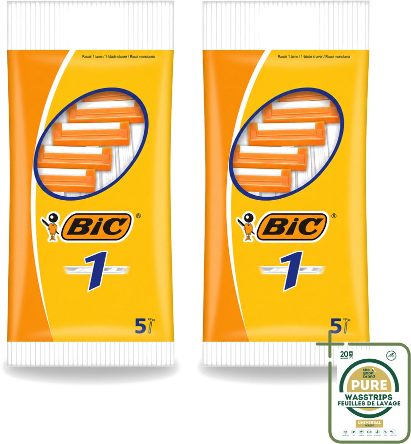 2 x Bic - Scheermesjes - Enkel Mesje - Wegwerpmesjes - 5 Scheermesjes - Scheermesje - Wegwerpmesje - Enkel Mesje - Roestvrij Staal Mesje - Chroomcoating