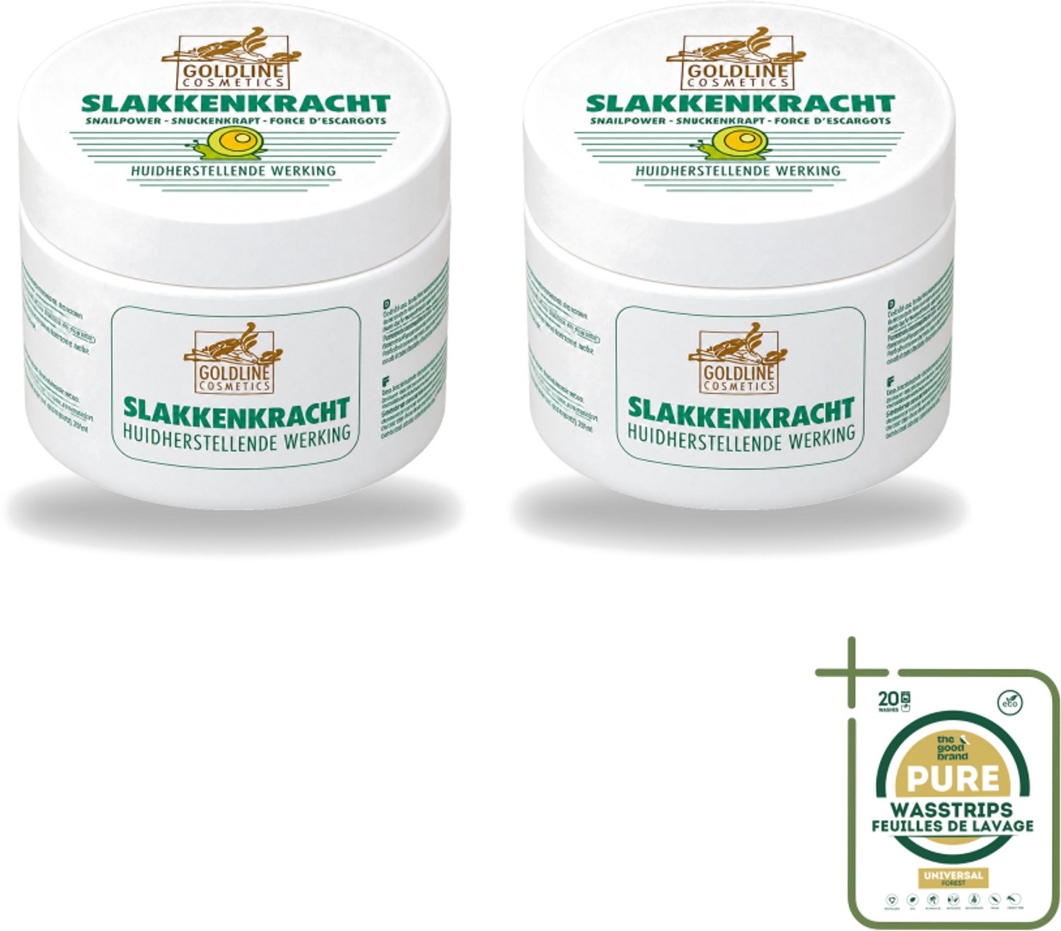 2 x Goldline - Bodycrème - Slakkenkracht - Huidverzorging - Verzachtend - 250 ml - Wasstrips - Huidverzorging - Slakkenkracht - Bodycrème - Hydratatie - Huidherstel