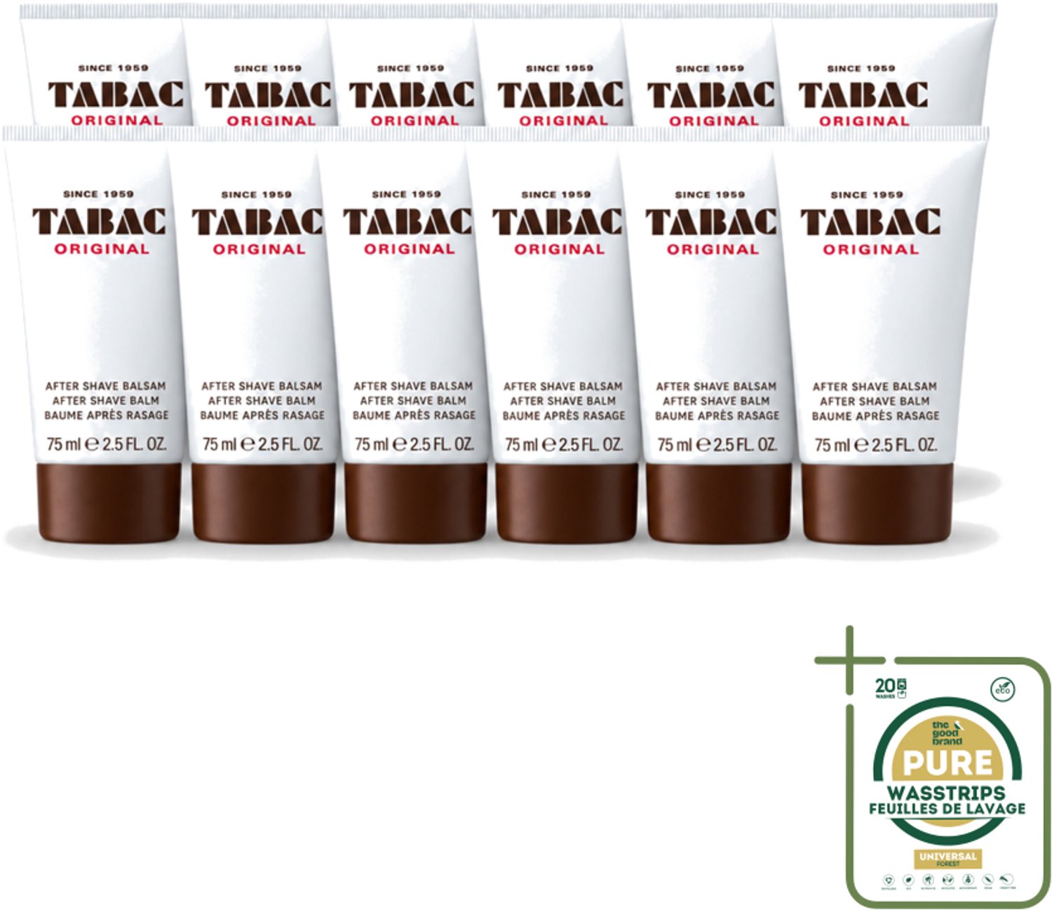 12 x Tabac Original Men - Aftershave Balsem - Verzachtend - 75 ml - Aftershave Balsem - Huid Verzachten - Huid Kalmeren - Scheren Na - Droge Huid