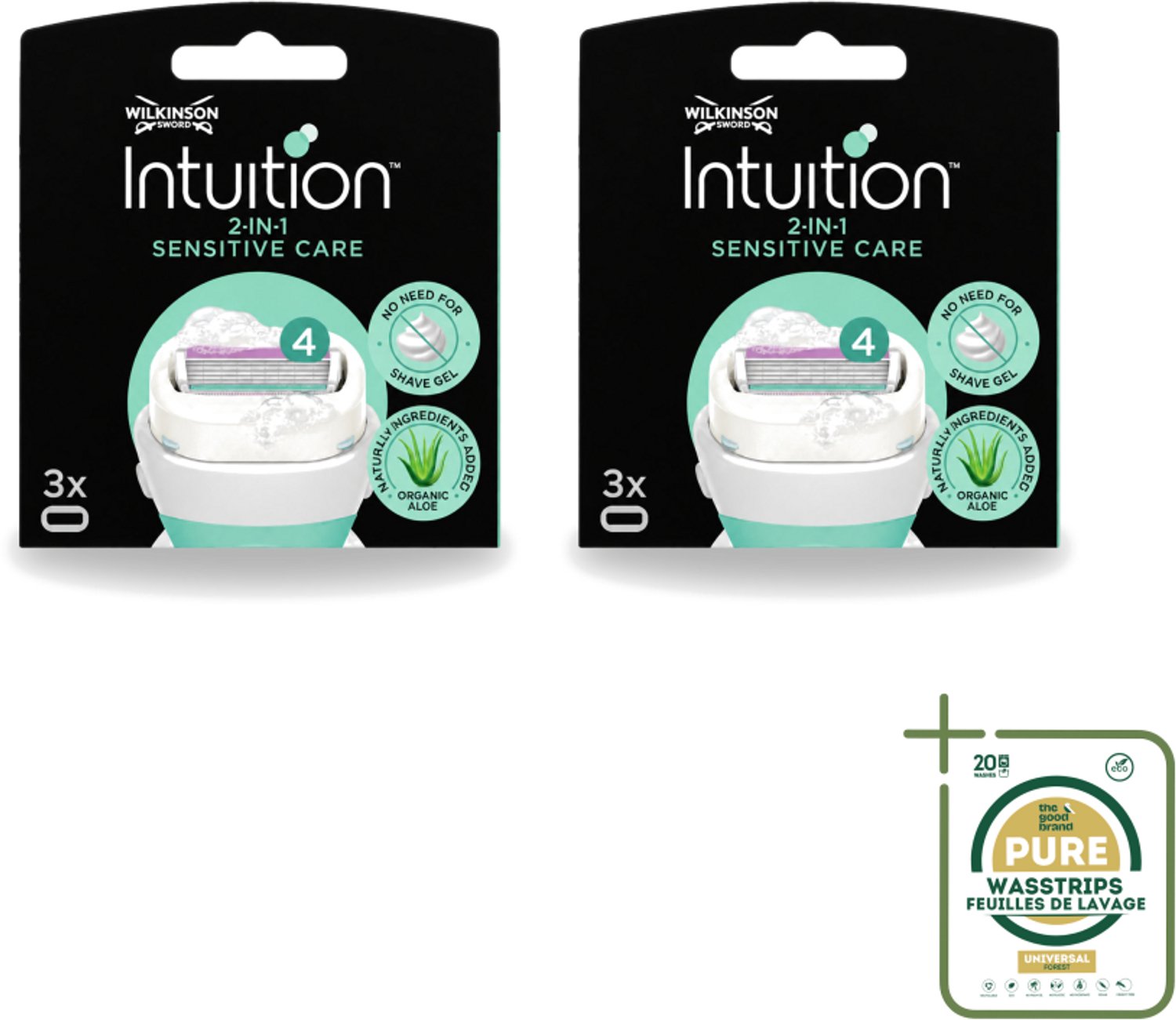 2 x Wilkinson – Scheermesjes – Intuition Dry Skin Sensitive Care – 3 Scheermesjes - Gevoelige Huid - Aloe Vera - Vitamine E - Scheermesjes - Scheerbeurt