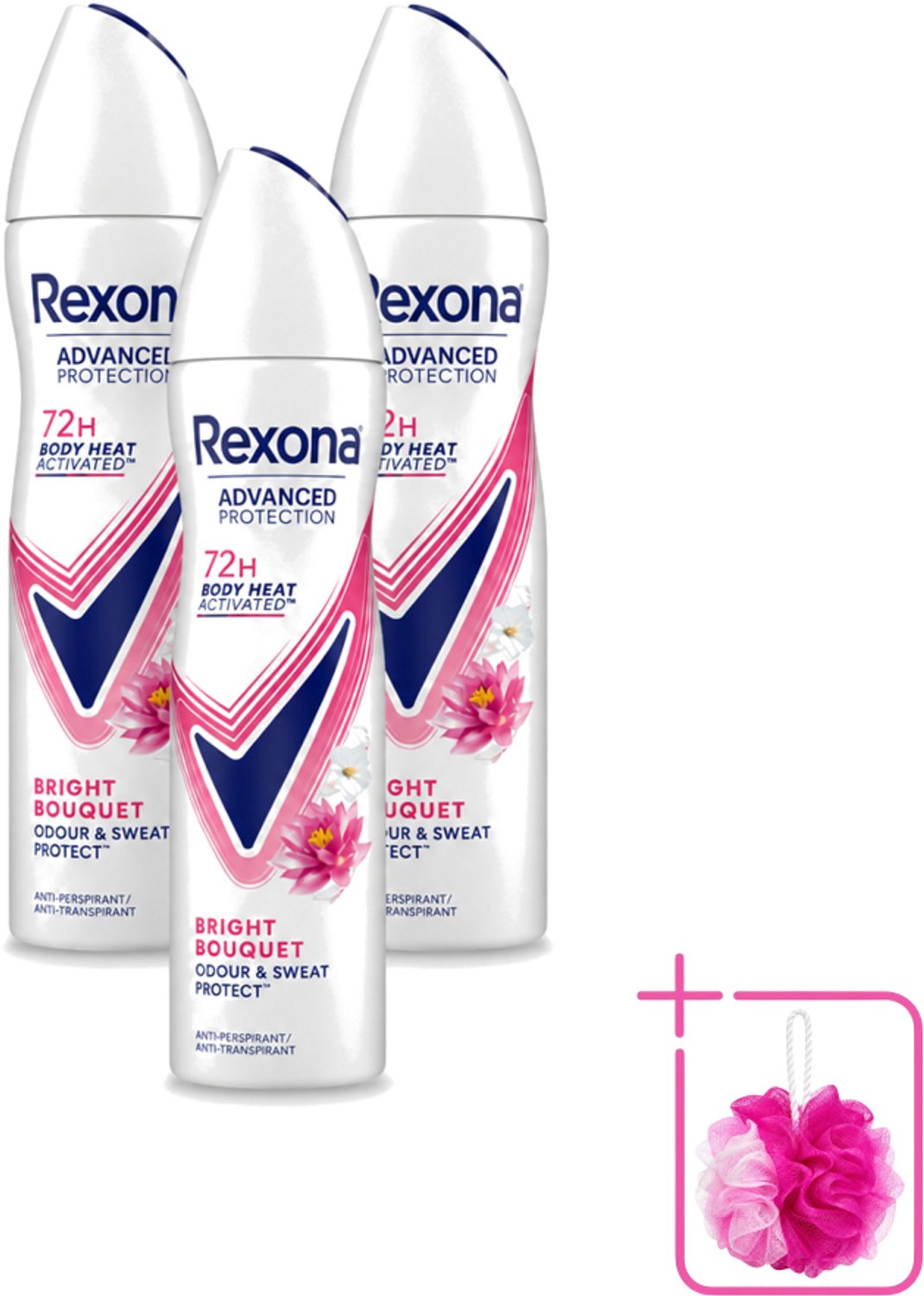 3 x Rexona – Deodorant Spray – Advanced Protection Bright Bouquet – 150 ml - Bulkverpakking - Anti-transpirant spray - Zweetvermindering