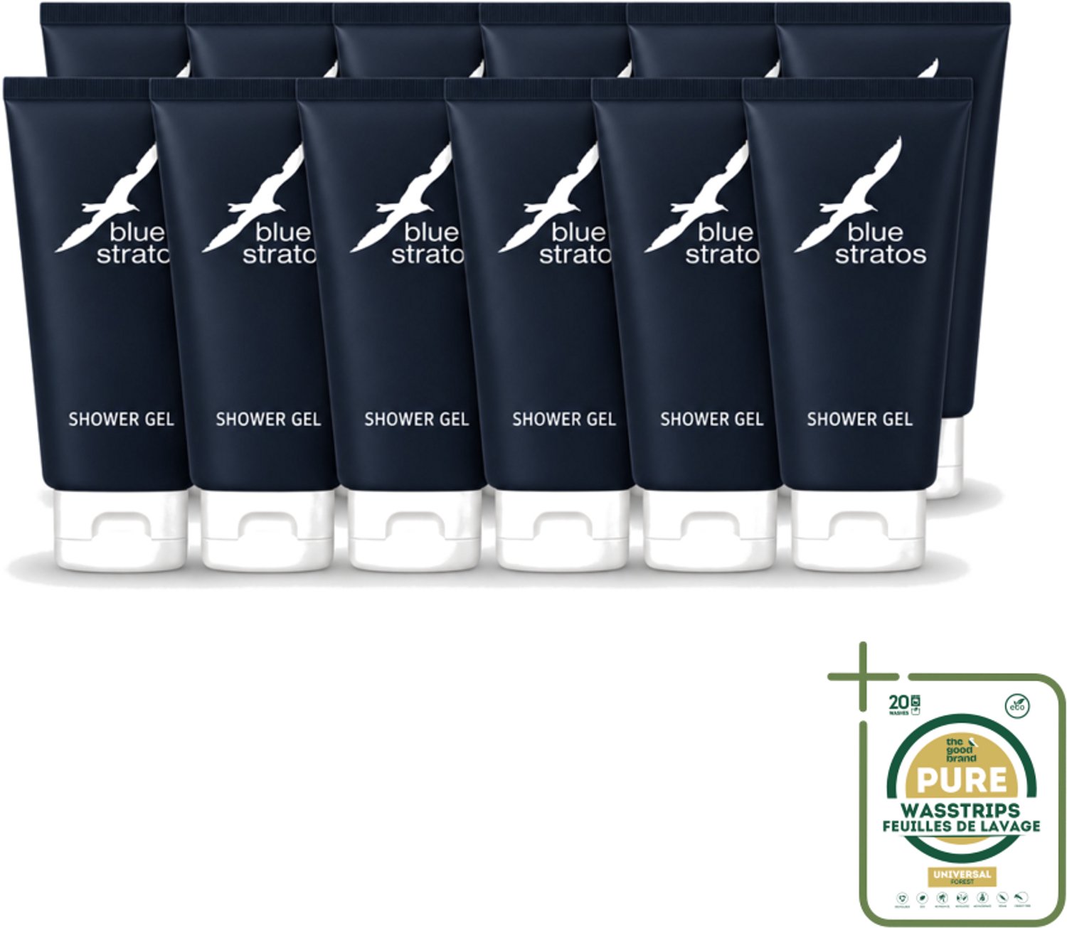 12 x Blue Stratos - Douchegel - Verfrissende Geur - 200 ml - Wasstrips - Douchegel - Douchegel Man - Douchegel Fris - Douchegel Klassiek - Douchegel Voor Mannen