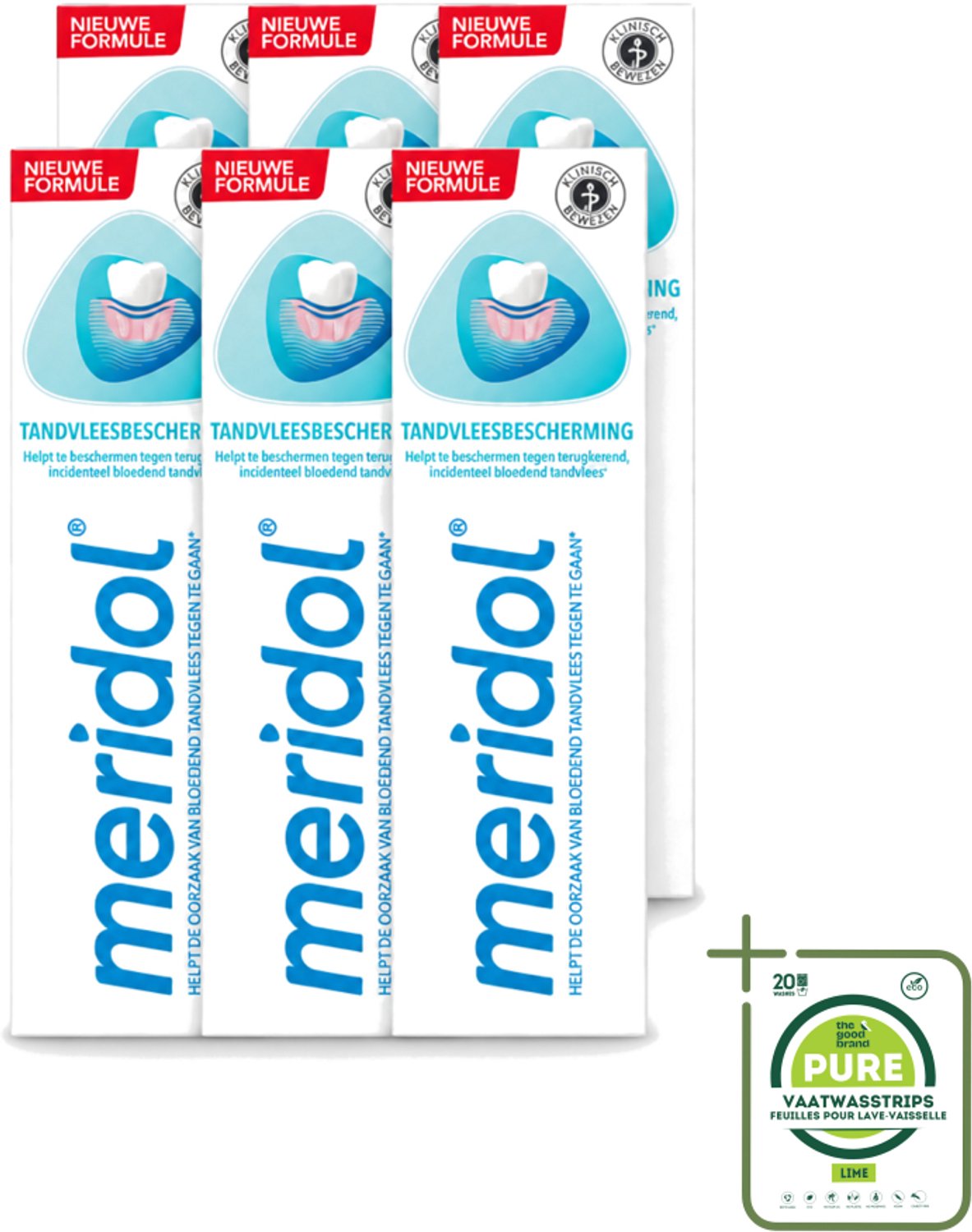6 x Meridol - Tandpasta - Dagelijkse Tandverzorging - Beschermt tegen Tandvleesproblemen - 75 ml - Grootverpakking - Vaatwasstrips - Tandpasta - Tandvlees - Tandgezondheid - Geïrriteerd Tandvlees - Mondverzorging