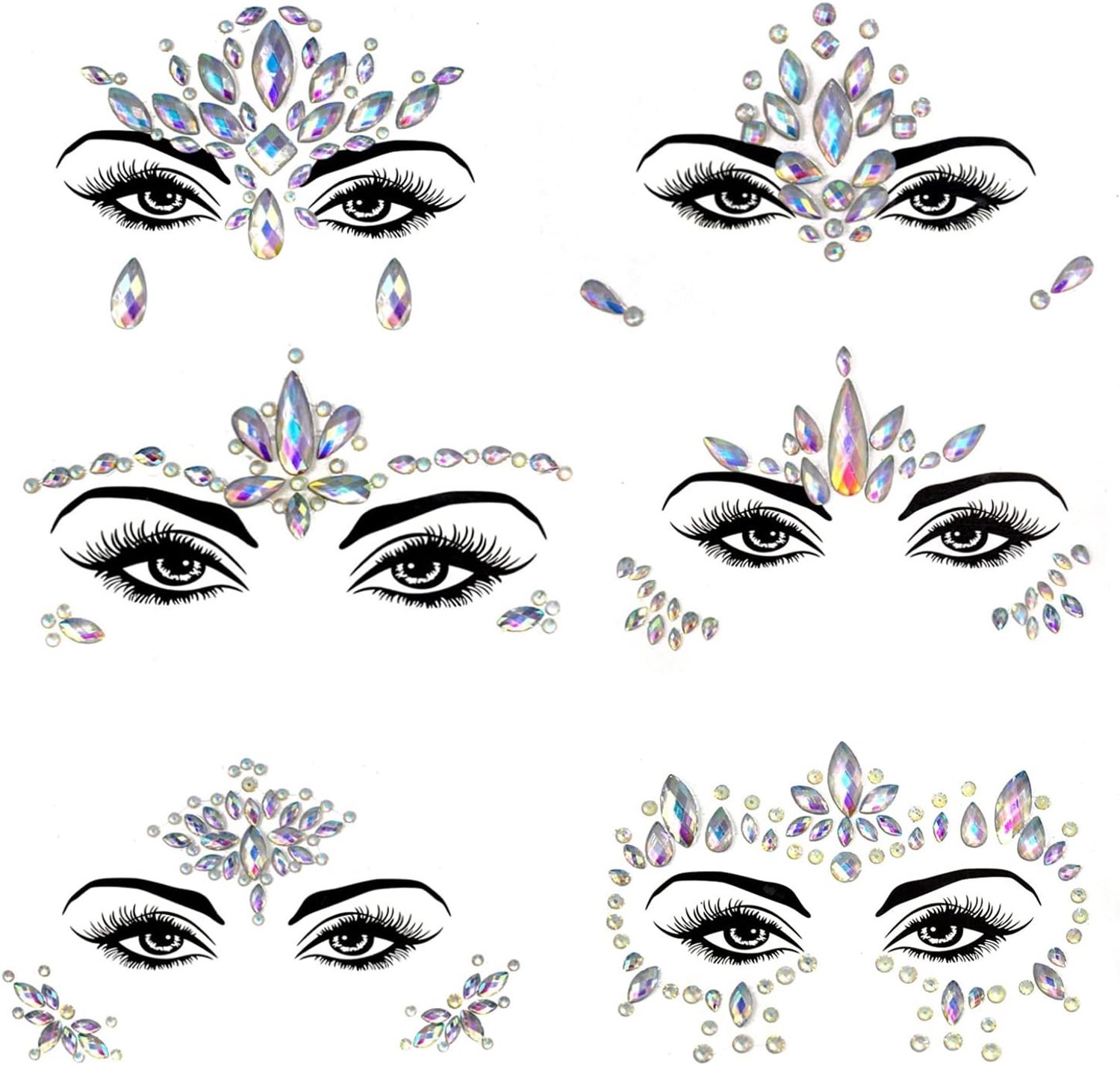 Glinsterende Zeemeermin Gezichts Tattoo met Strass voor Vrouwen - Nachtglow Effect en Unieke Look