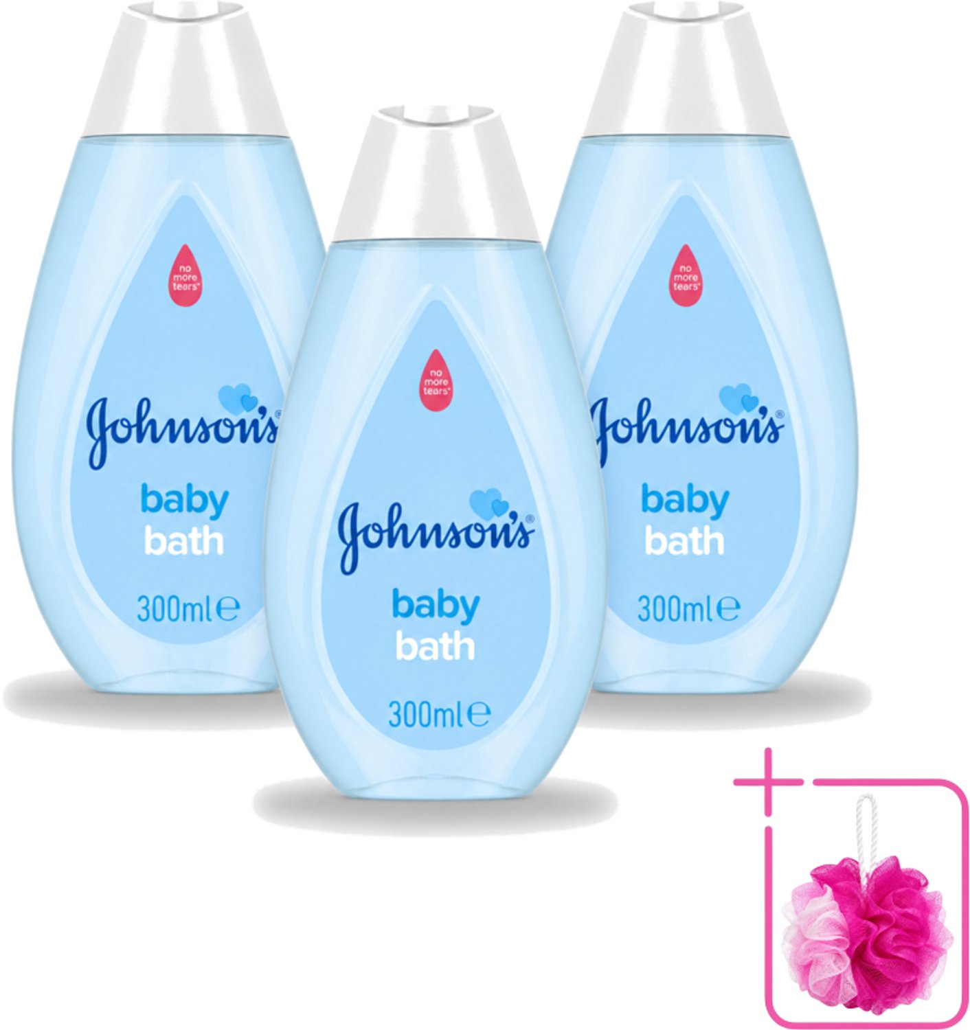 3 x Johnson's - Baby Bath - Puur & Zacht - 300 ml - Bulkverpakking - Babybad - Douchemop - Babyzeep