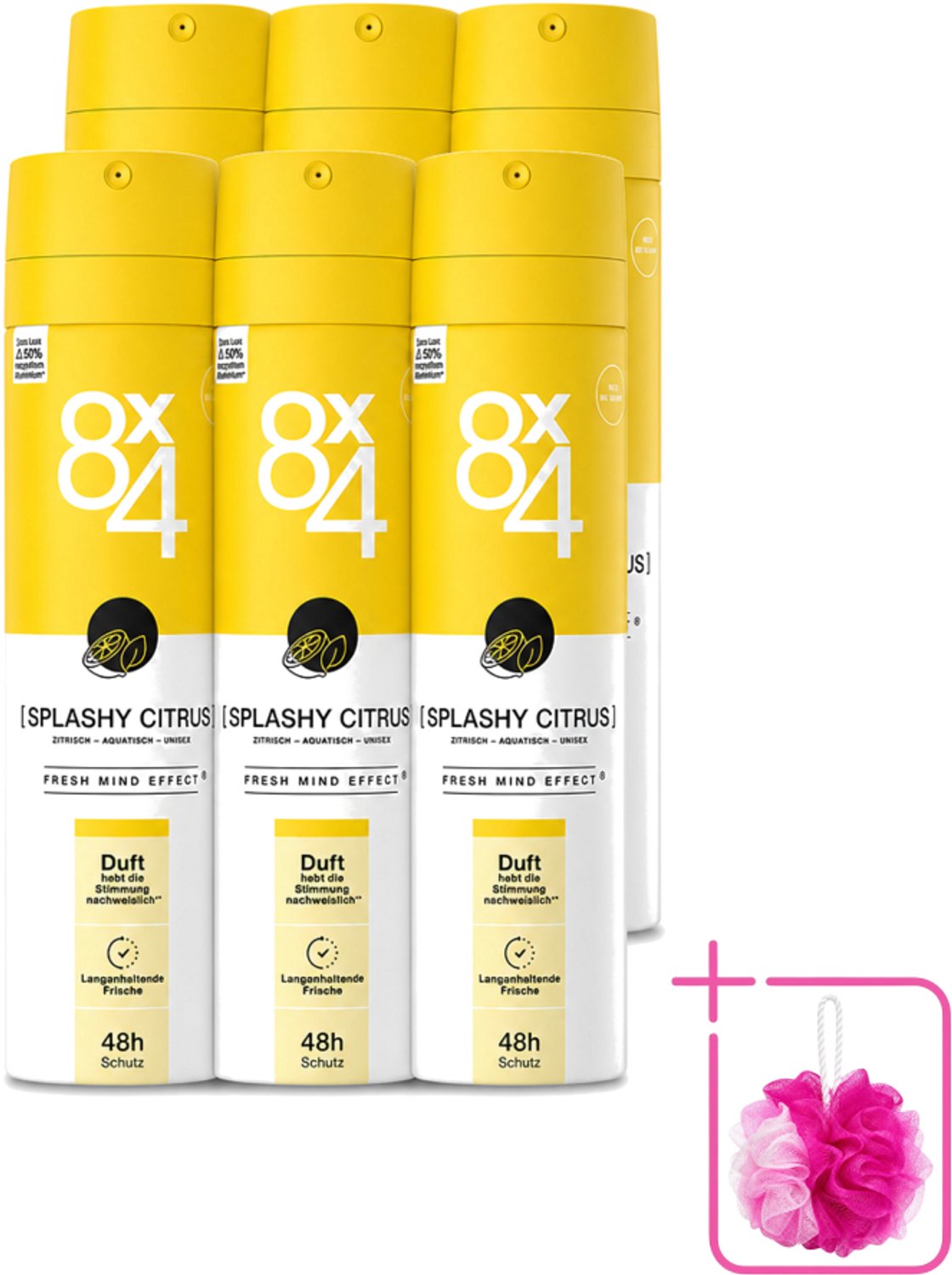 6 x 8 x 4 Deospray - Splashy Citrus - Deodorant - Citrusgeur - 150 ml - Bulkverpakking - Citrusgeur - Deodorant
