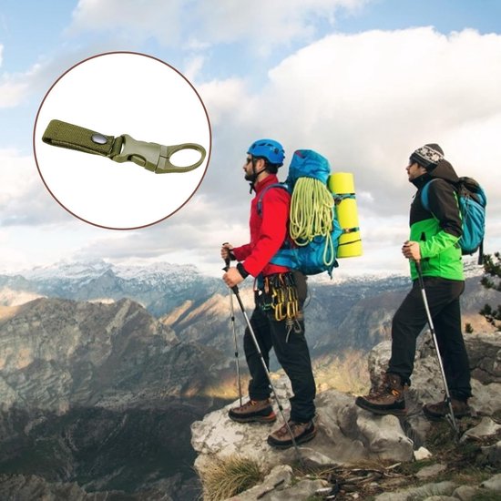 Fles Opknoping Gesp Clip - Riem Opknoping Fles Gesp | Draagbare Bergbeklimmen Waterfles Klem Hanger | Riem Gesp Nylon Opknoping Clip | Quickdraw Karabijnhaak Dragerklem voor Camping, Wandelen — afbeelding 3
