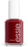 Essie nagellak flesje met bordeauxrode lak en witte dop.