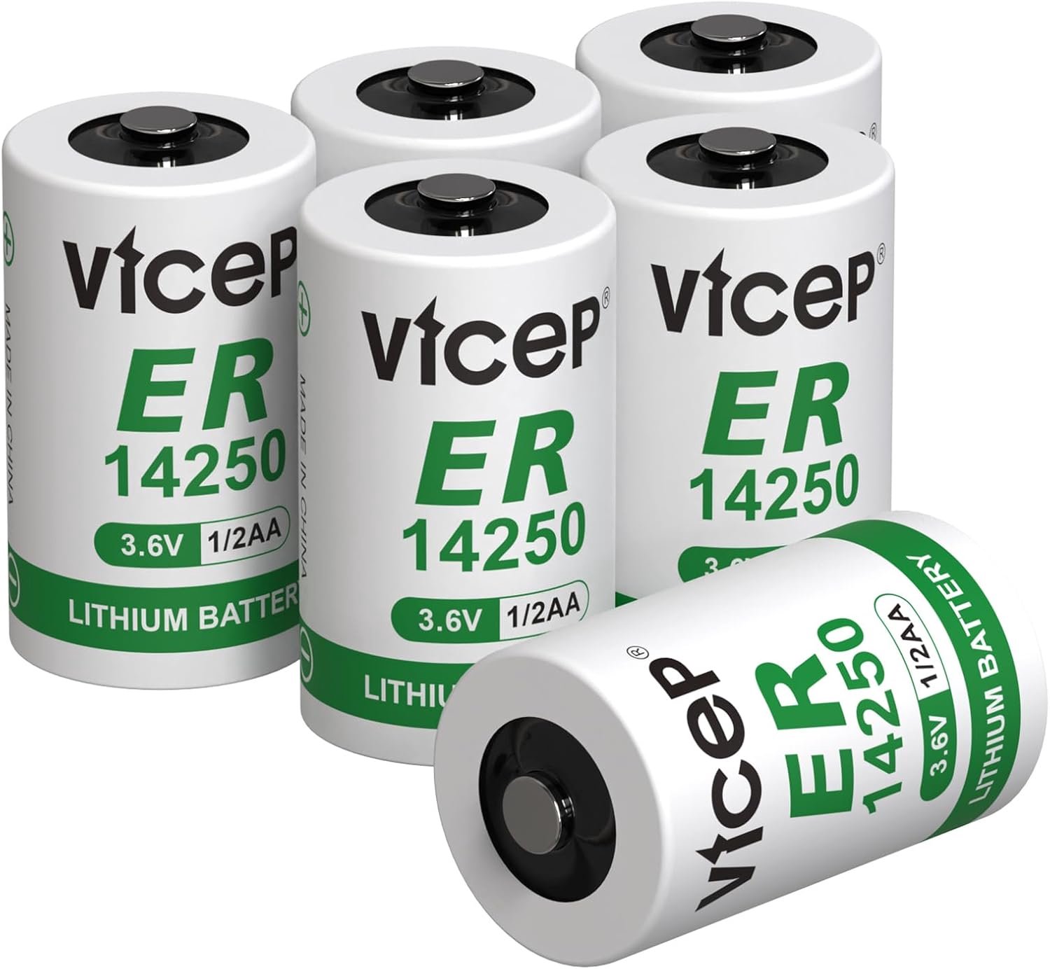 ViCep 6-pack ER14250 1/2AA 3,6V lithiumbatterij Li-SOCL₂ 1200mAh XL-050F SB-AA02 LS14250 TL-5902 TL-2150 Compatibel - ShopVlot