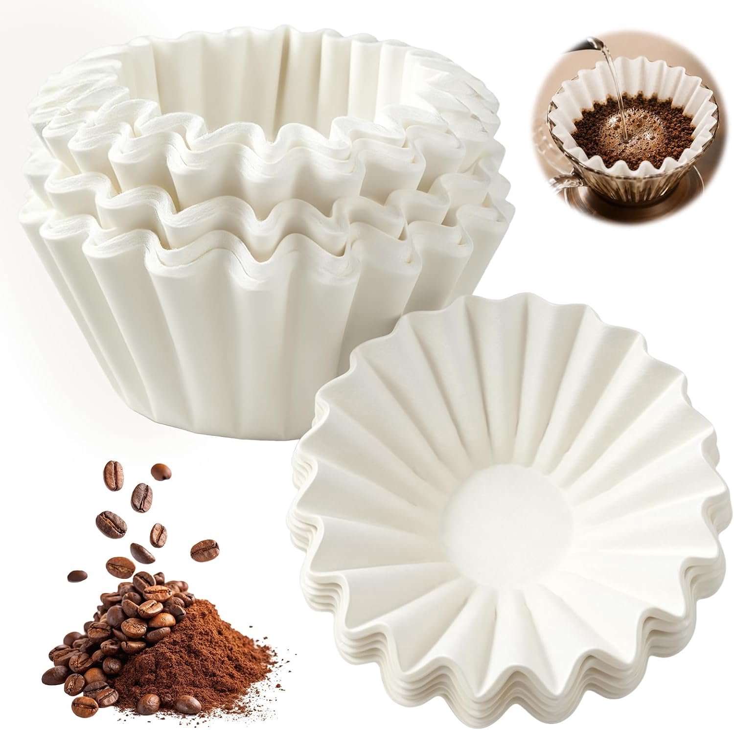 100 pcs basket filters, coffee filter, coffee filter, paper, universal - ShopVlot