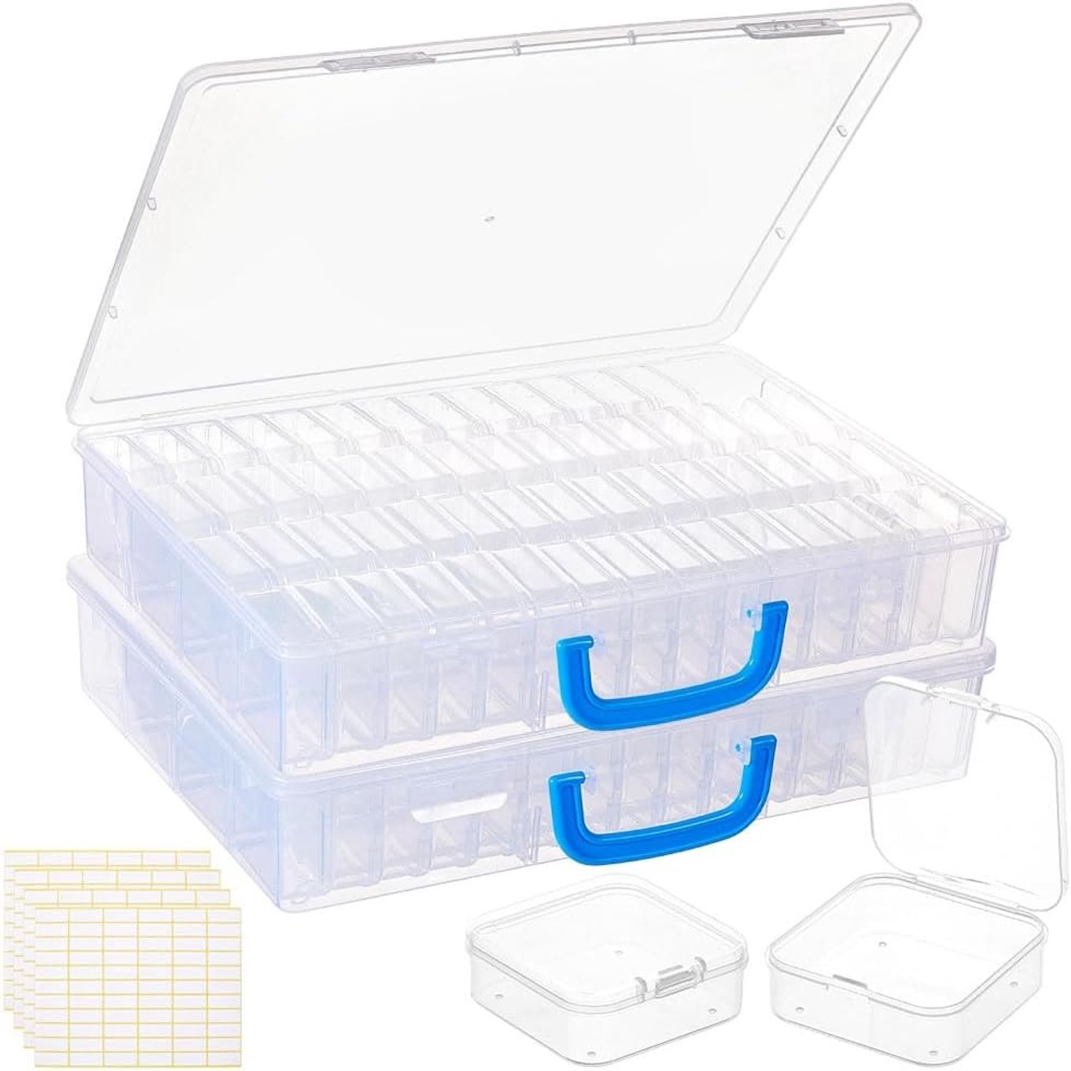 Kralen Organizer Box met Handvat, 122 Stuks Doorzichtige Sieradenopslag, Scharnierend Deksel voor Doe-Het-Zelf Sieraden en Kralen Creaties