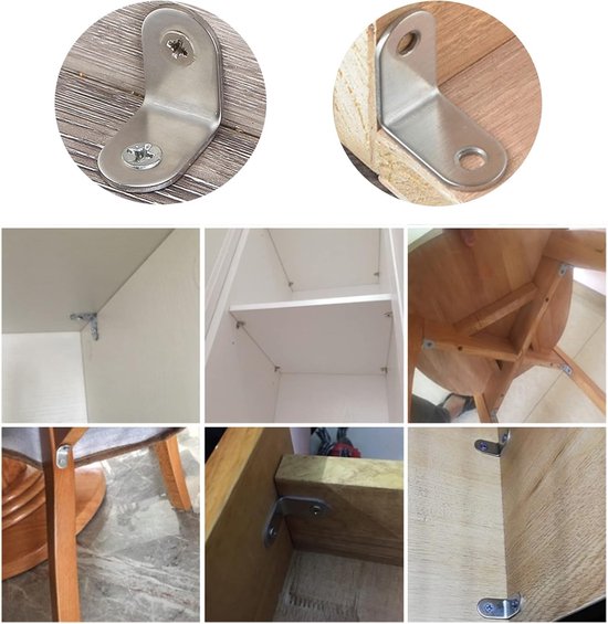 Hoekbeugels 25x25mm RVS - 20 Stuks L-vormige Beugels met Schroeven voor Meubels, Tafels en Kasten — afbeelding 3