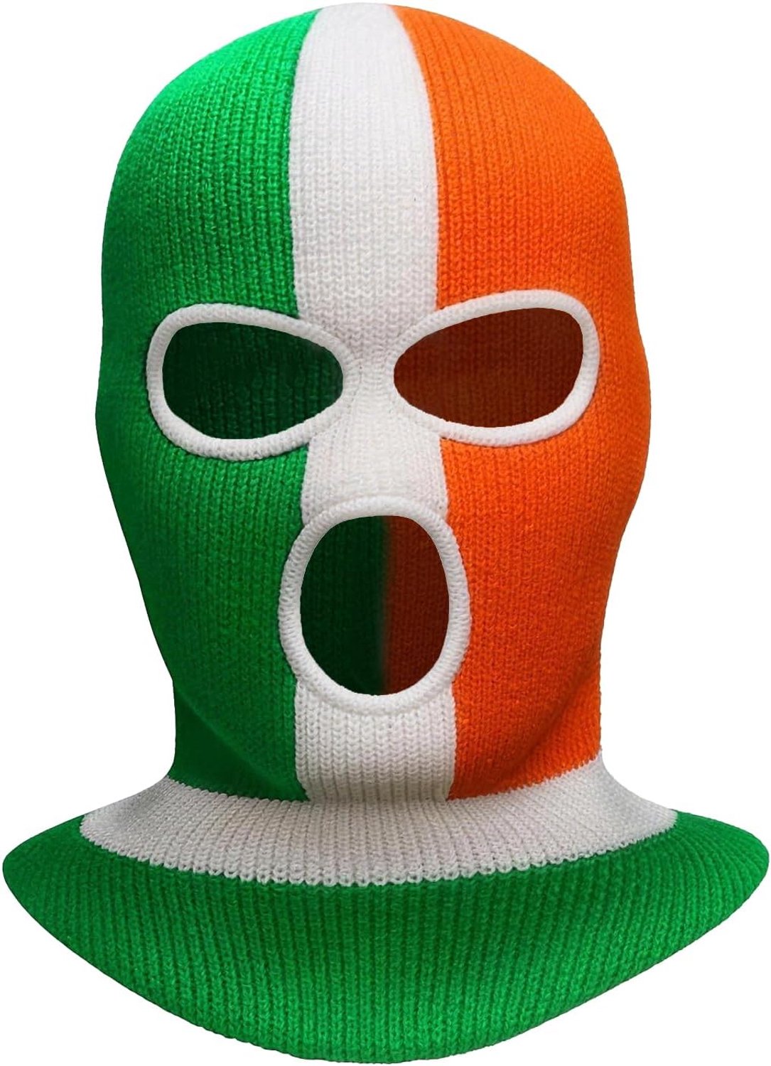 Ierse Vlag Bivakmuts Gebreide Muts, Driekleurig Mondmasker Groen Wit Oranje