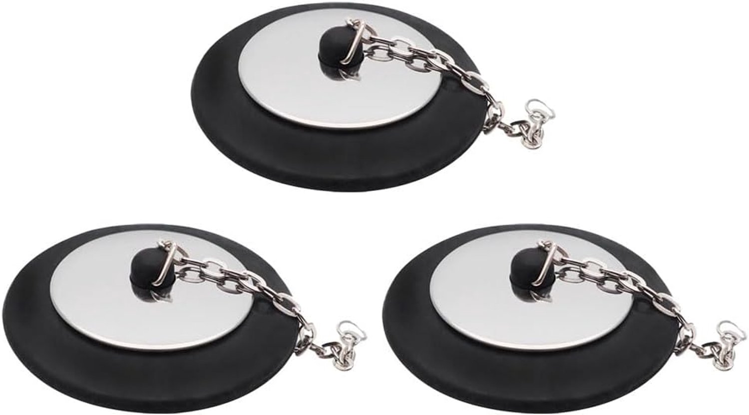 Happyyami 3 Stuks Rubberen Afvoerstop met Ketting Waterdichte Badkuip Wastafelpluggen Universele Badkamer Keukendrainstoppers Eenvoudig Te Verwijderen Duurzaam