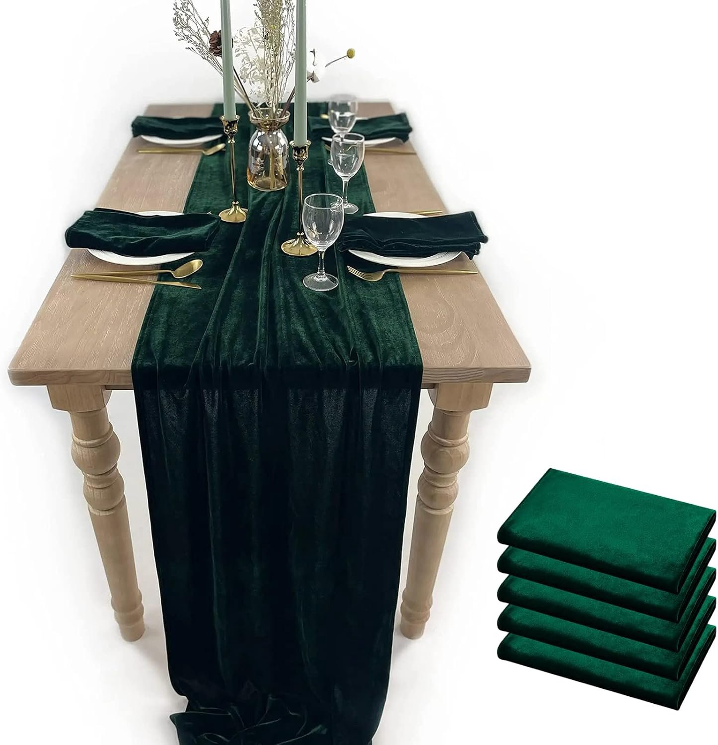 Luxe fluwelen tafelloper, 5 Pack 10ft bruiloft receptie decoraties, 20 x 120 inch zachte fluwelen stof, tafellinnen overlay, bruiloft tafellopers