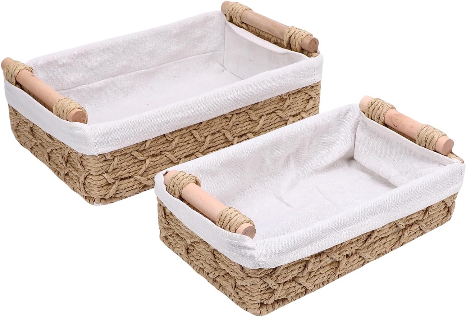 Annadue 2-Pack Papier Touw Opbergmanden met Handgrepen voor Thuis