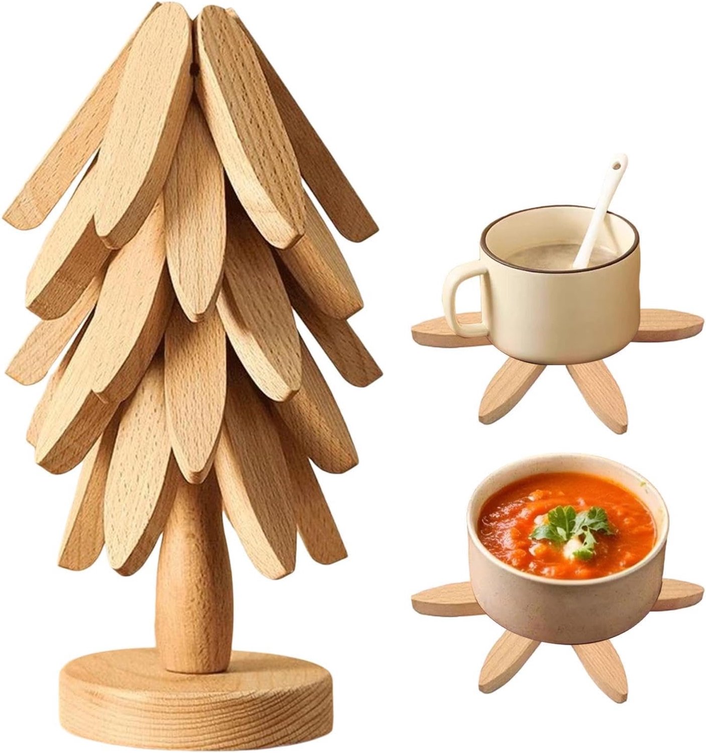 Houten Trivet Boom Hittebestendige Pads Kerst Decor