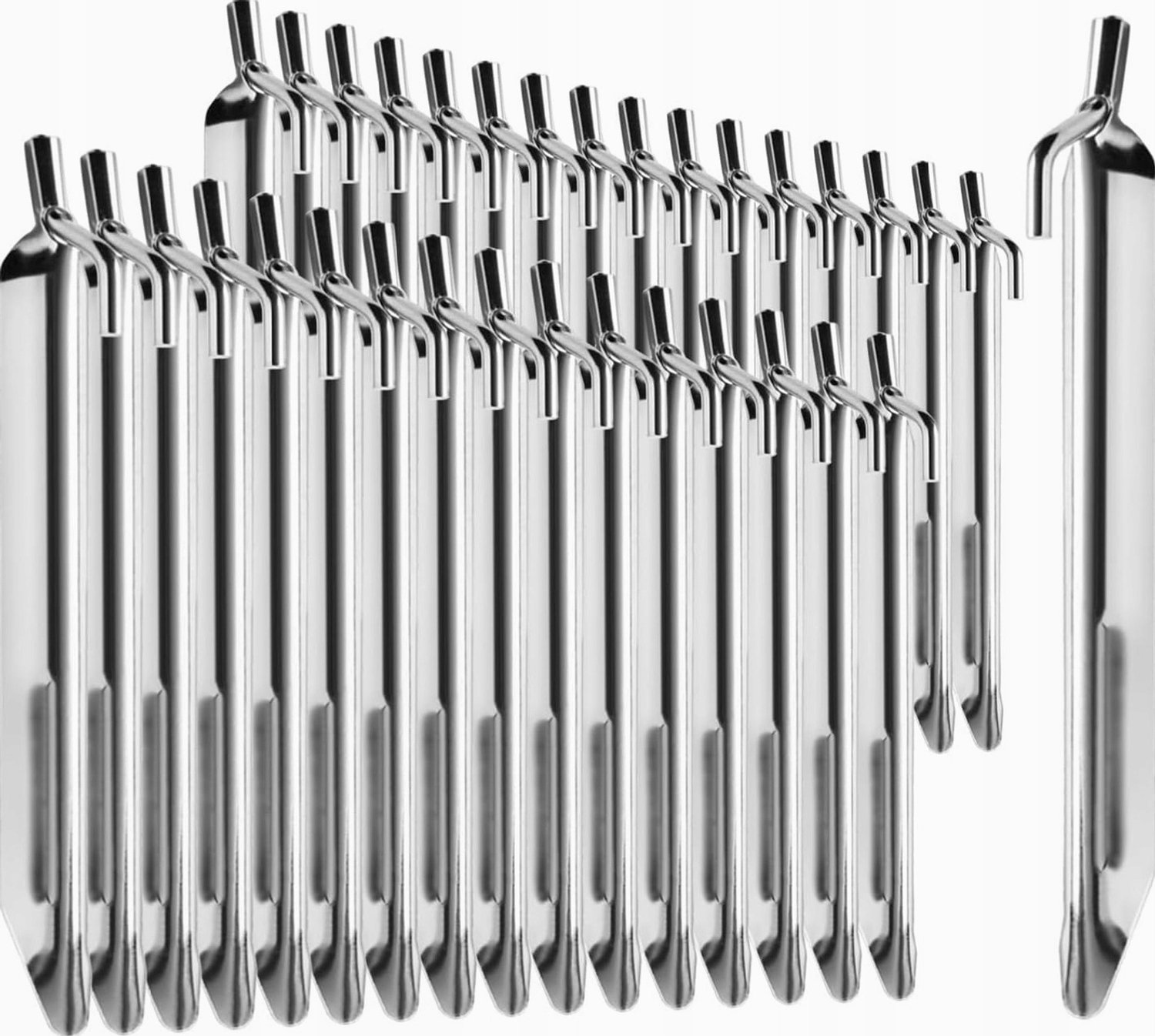 32x V-vormige haringen 17 cm staal voor tenten en campers