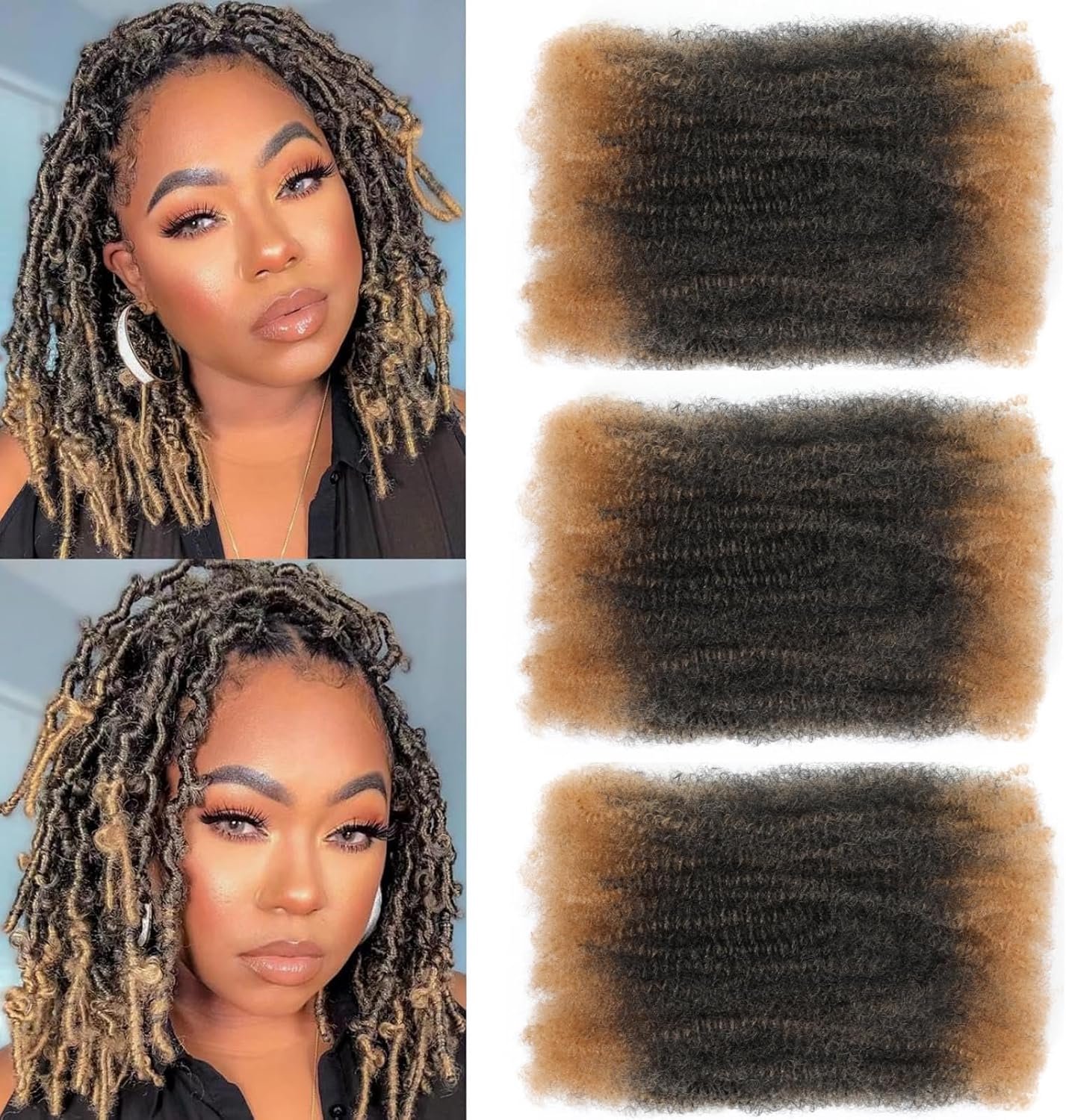 Haarbulk, MarleyTwist-Haarbulk Voor Dreadlock-Extensies, Afro Kinky Curly Synthetisch, Lente, Reparatielocaties (T/27#, 40,6 cm