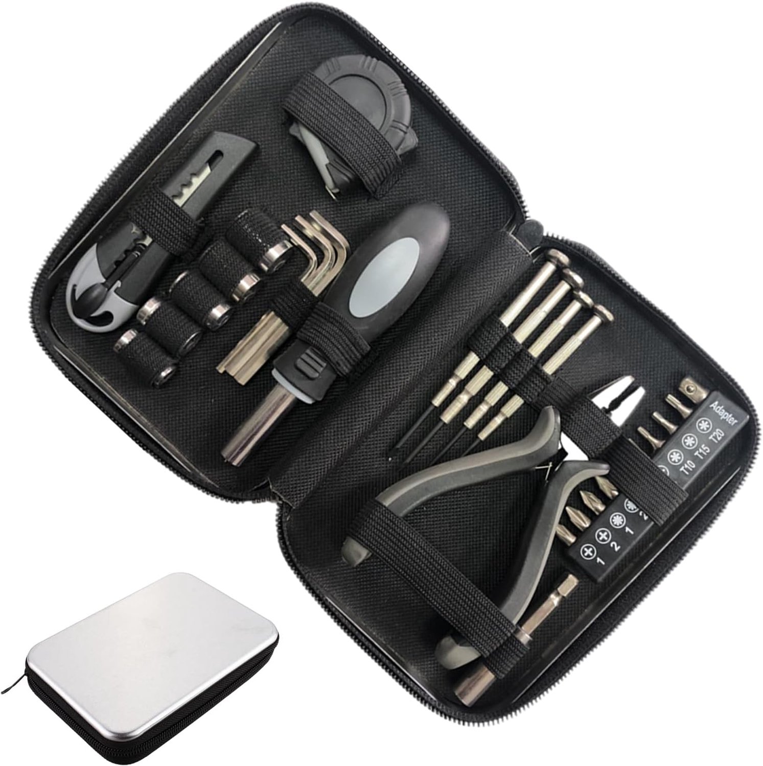 Handgereedschapsset, 27-delig, montageaccessoires, gereedschapsset in klein formaat, voor het onderhoud van huis, keuken, badkamer, woonkamer