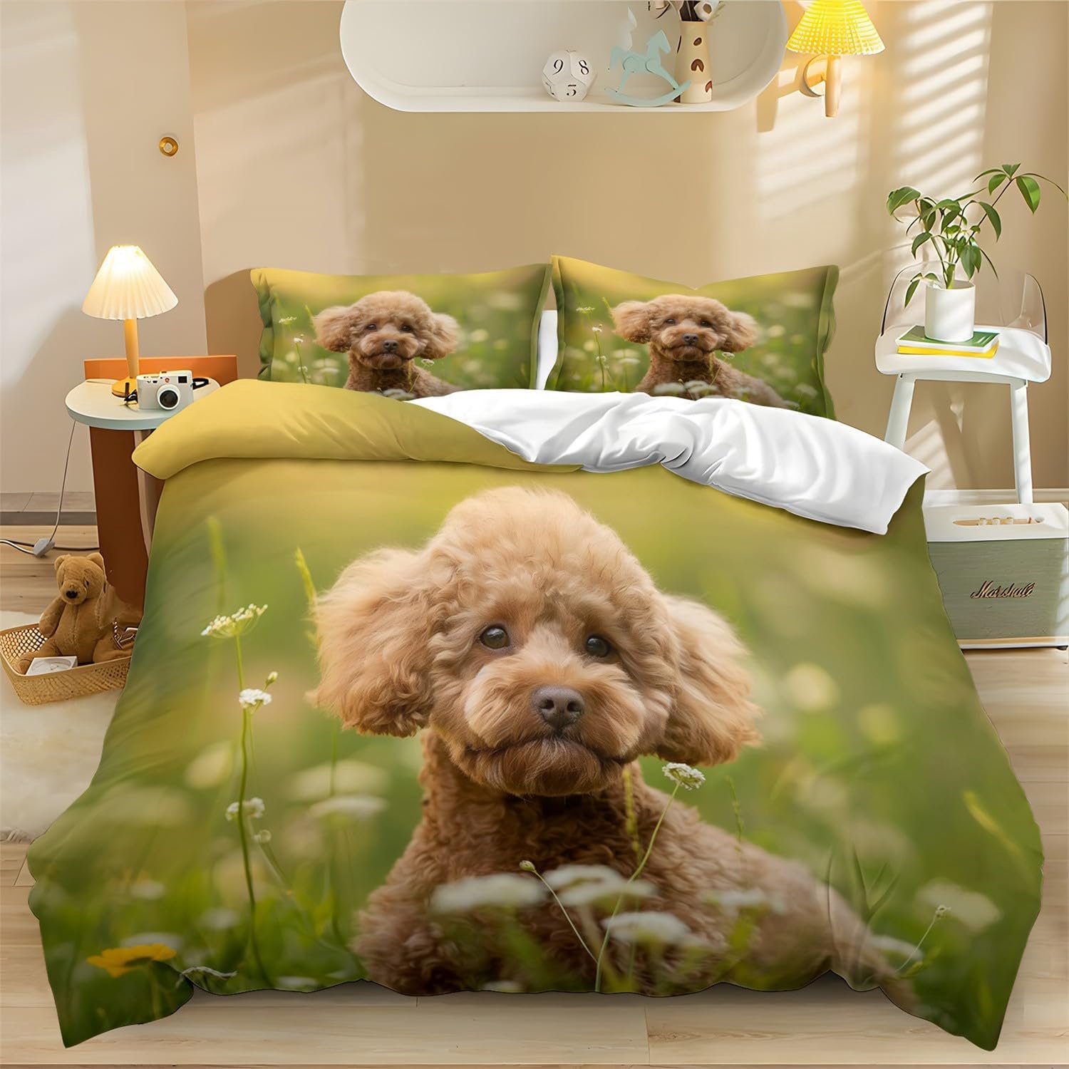 Bruin Poedel Dekbedovertreksets Bruin Dekbedovertrek met Ritssluiting en 2 Kussenslopen 65 x 65 cm 200 x 200 cm