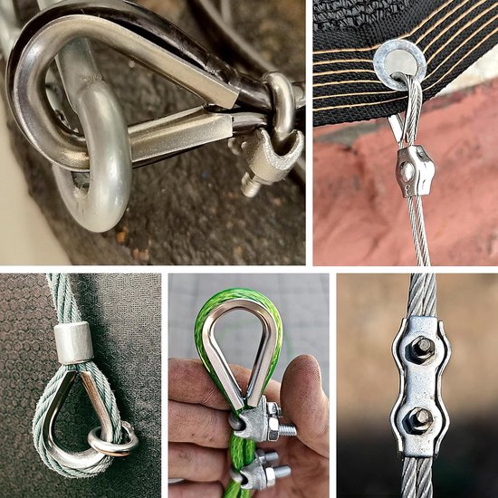 60 Stuks M2 Aluminium Persklemmen, Aluminium Krimphuls met Dubbele Gaten, Draad Touw Mouwen, voor Staalkabel — afbeelding 5