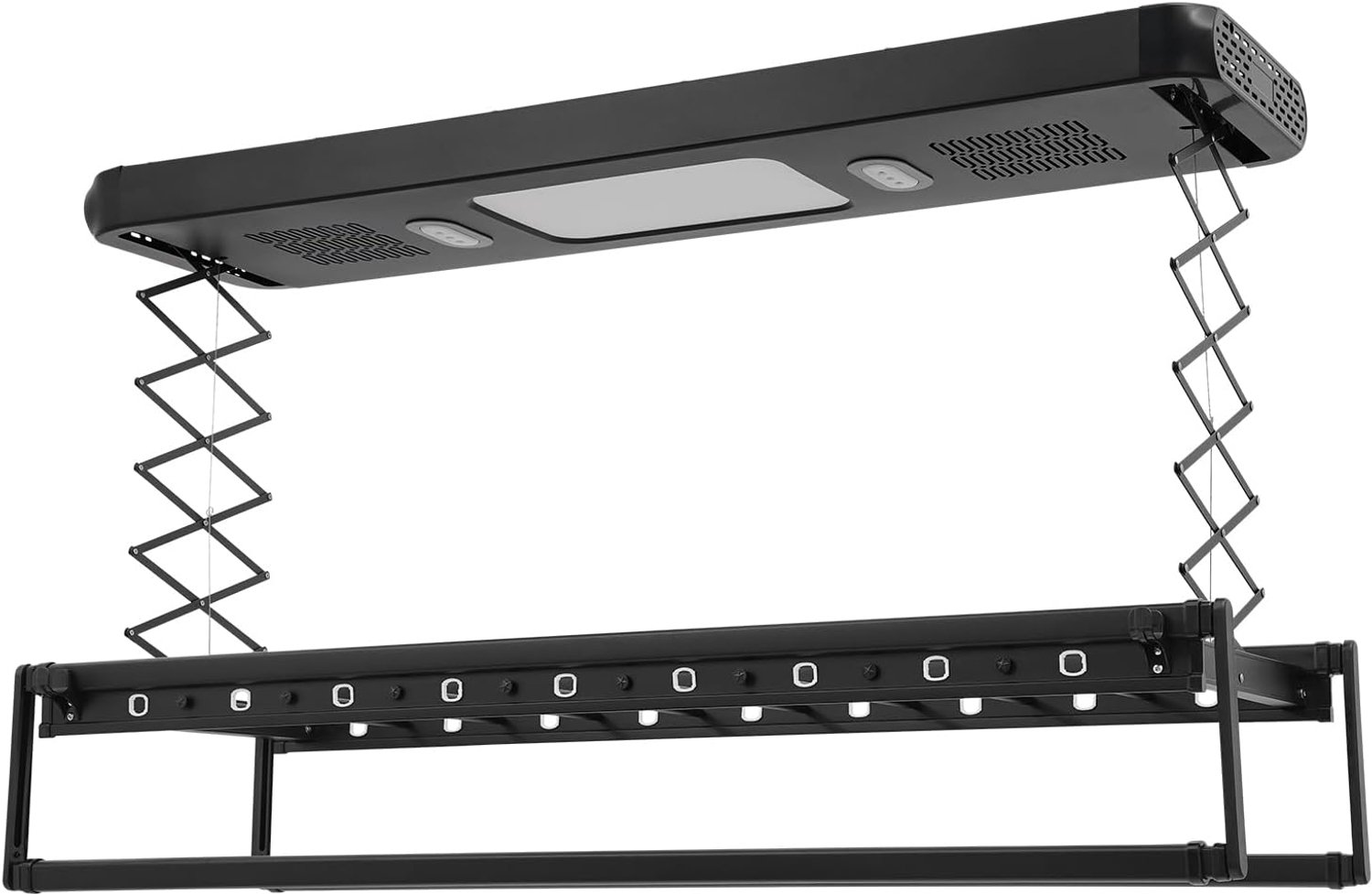 Elektrisch droogrek, plafondmontage, 35 kW draagvermogen, 220 V, met afstandsbediening van 30-50 m, 24 W ledverlichting en 2 geïntegreerde ventilatoren, voor badkamers, hotels, woningen (zwart