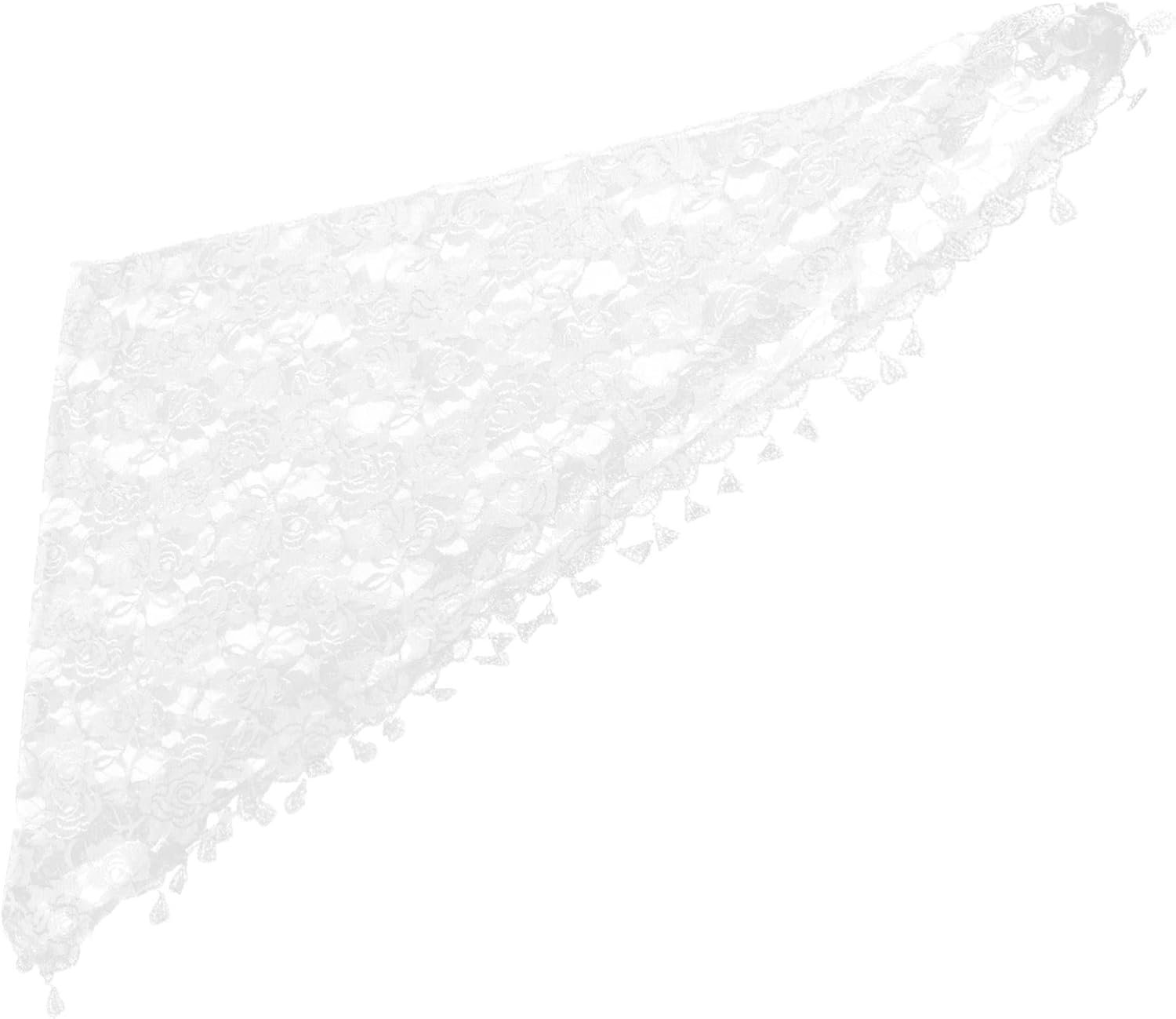 Witte Driehoekige Kant Sjaal met Kwastjes Vrouwen Mantilla Sluiers Bruiloften Feesten Speciaal Gelegenheden
